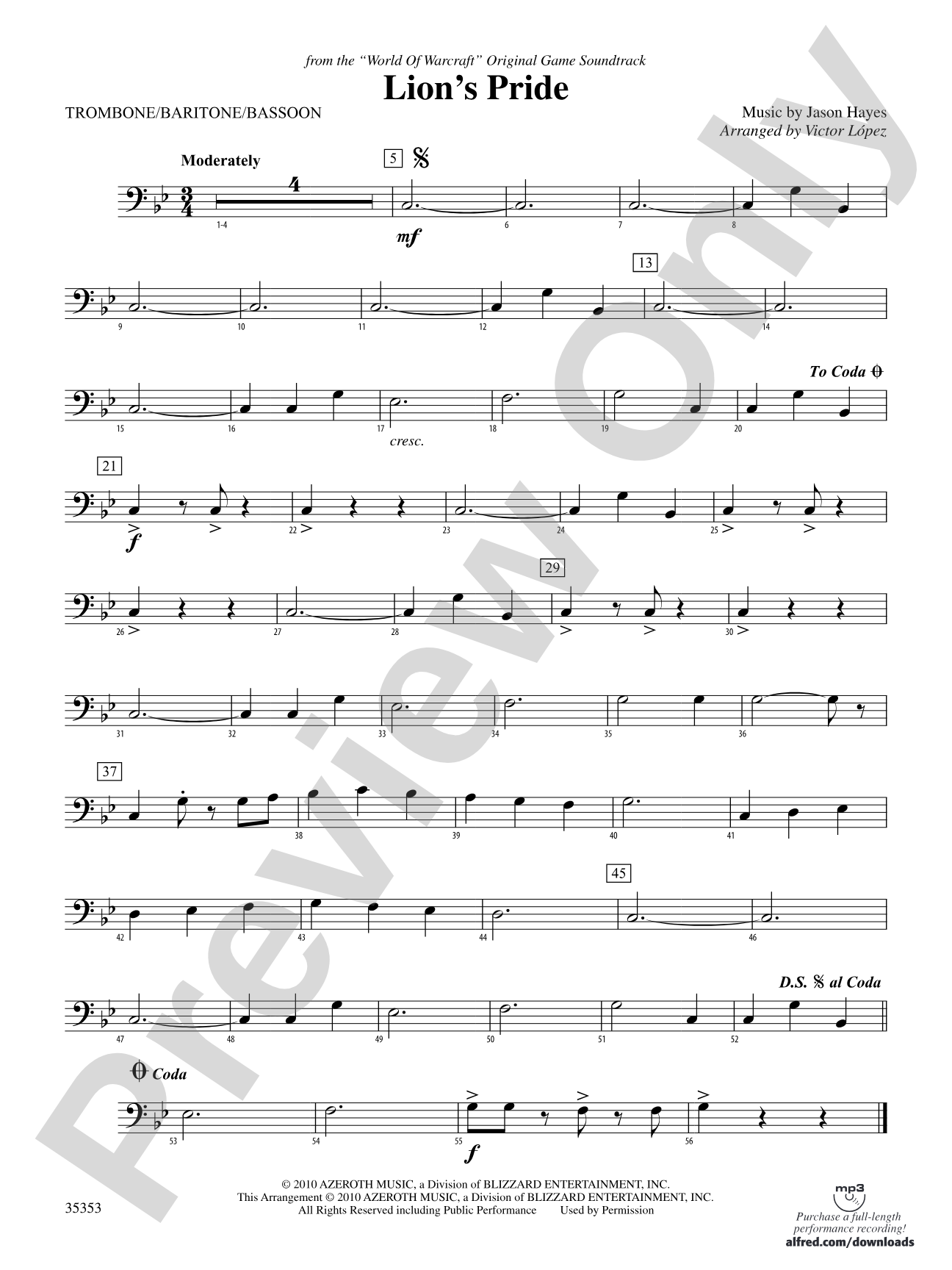 Lion's Pride (from the "World of Warcraft" Original Game Soundtrack): 1st Trombone