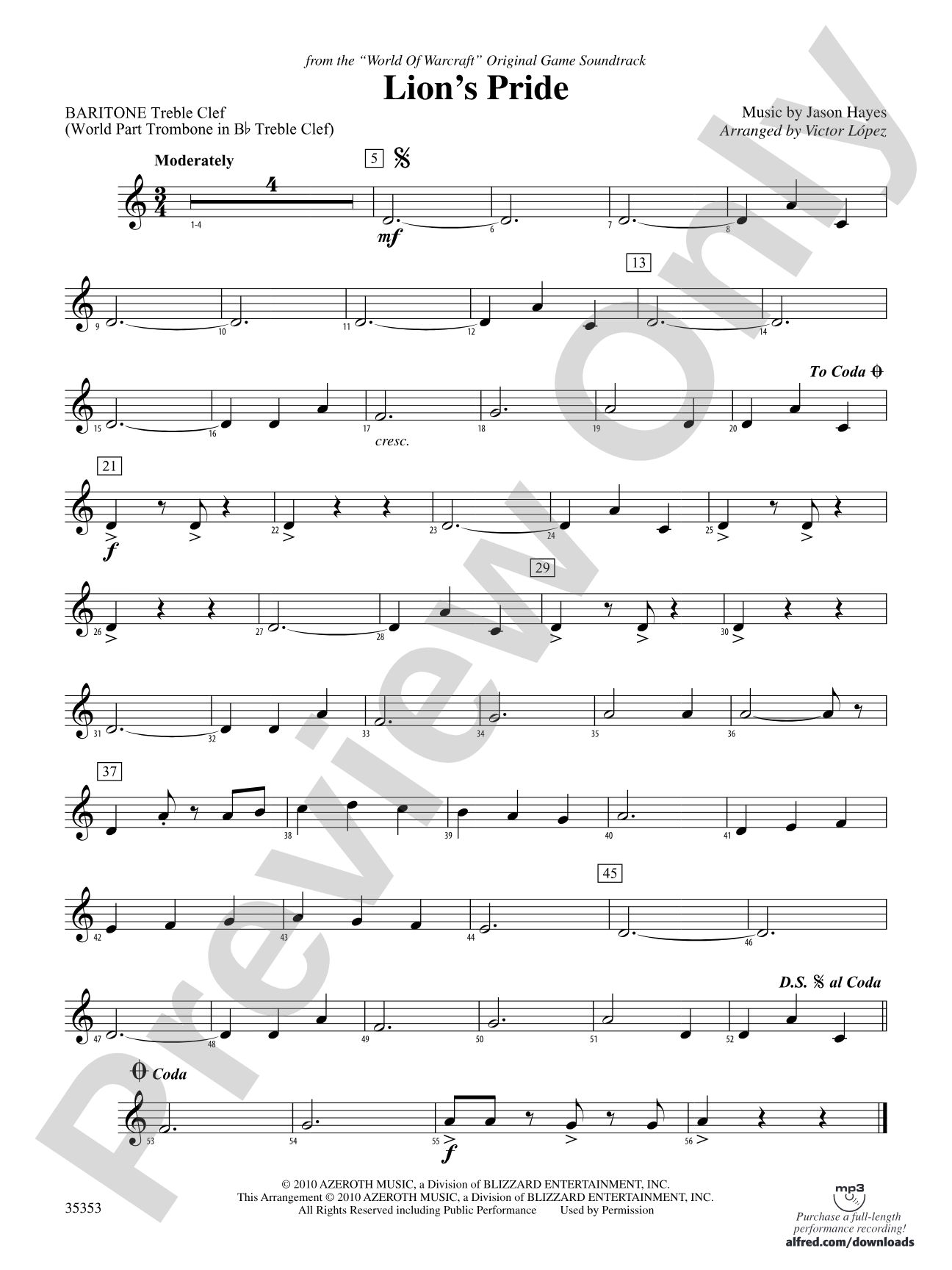 Lion's Pride (from the "World of Warcraft" Original Game Soundtrack): (wp) Baritone T.C.