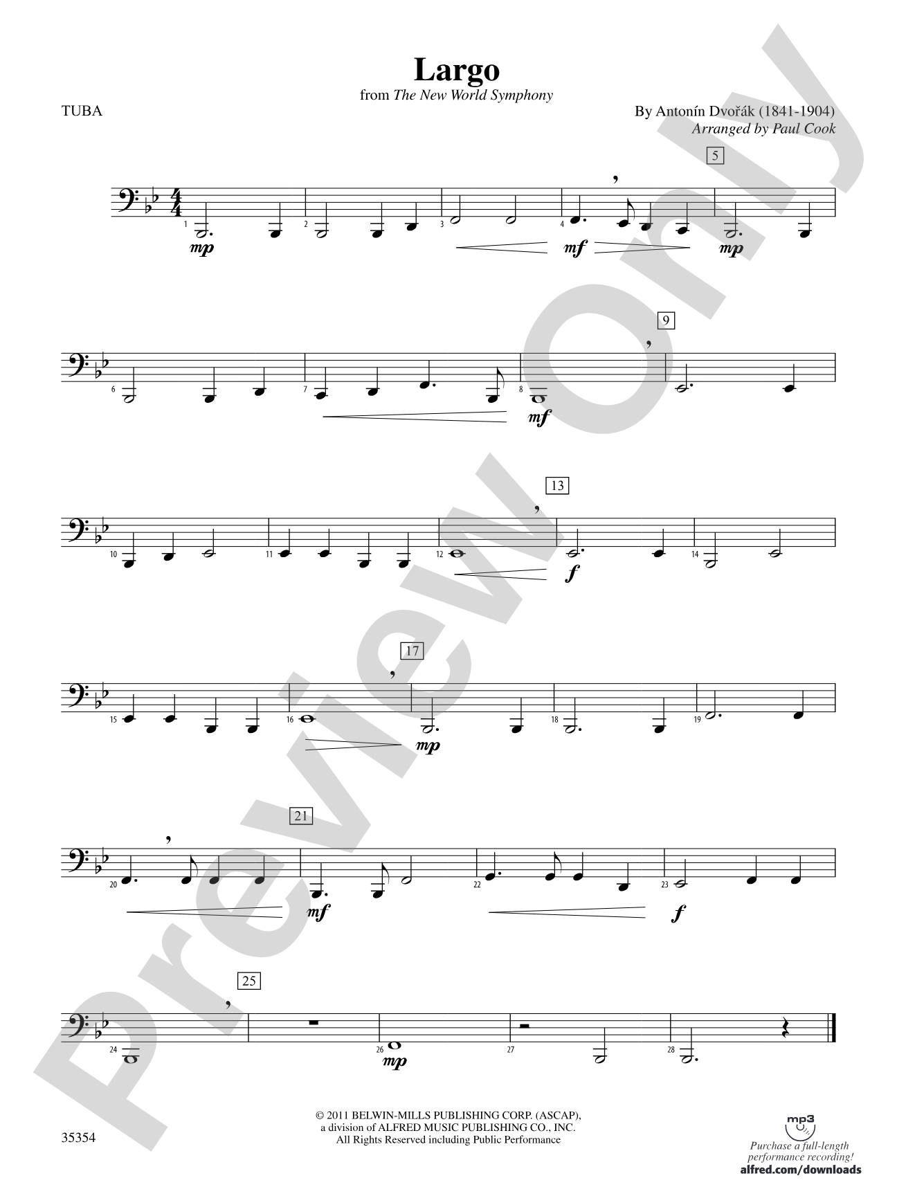 Largo (from the New World Symphony): Tuba
