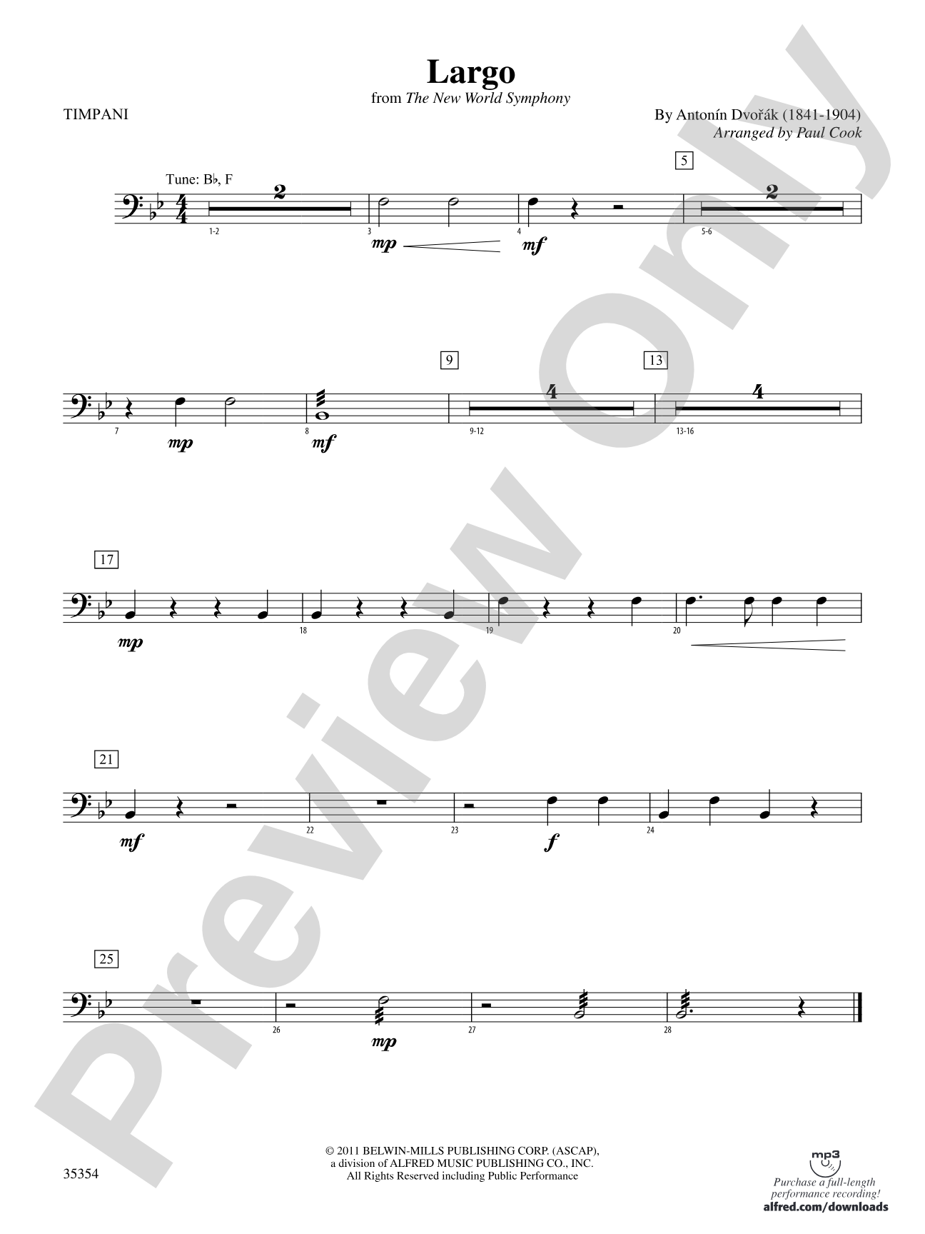 Largo (from the New World Symphony): Timpani
