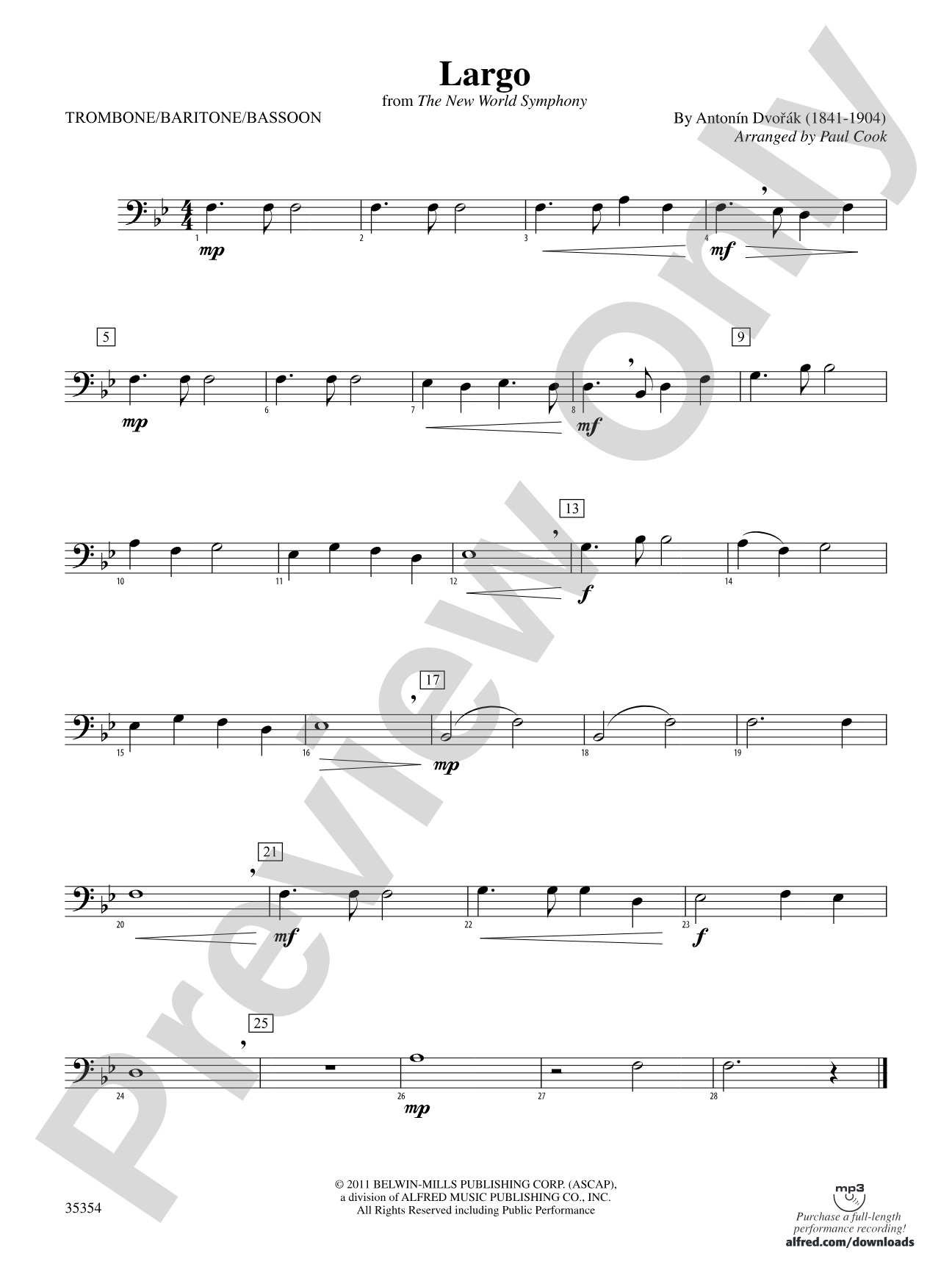 Largo (from the New World Symphony): 1st Trombone