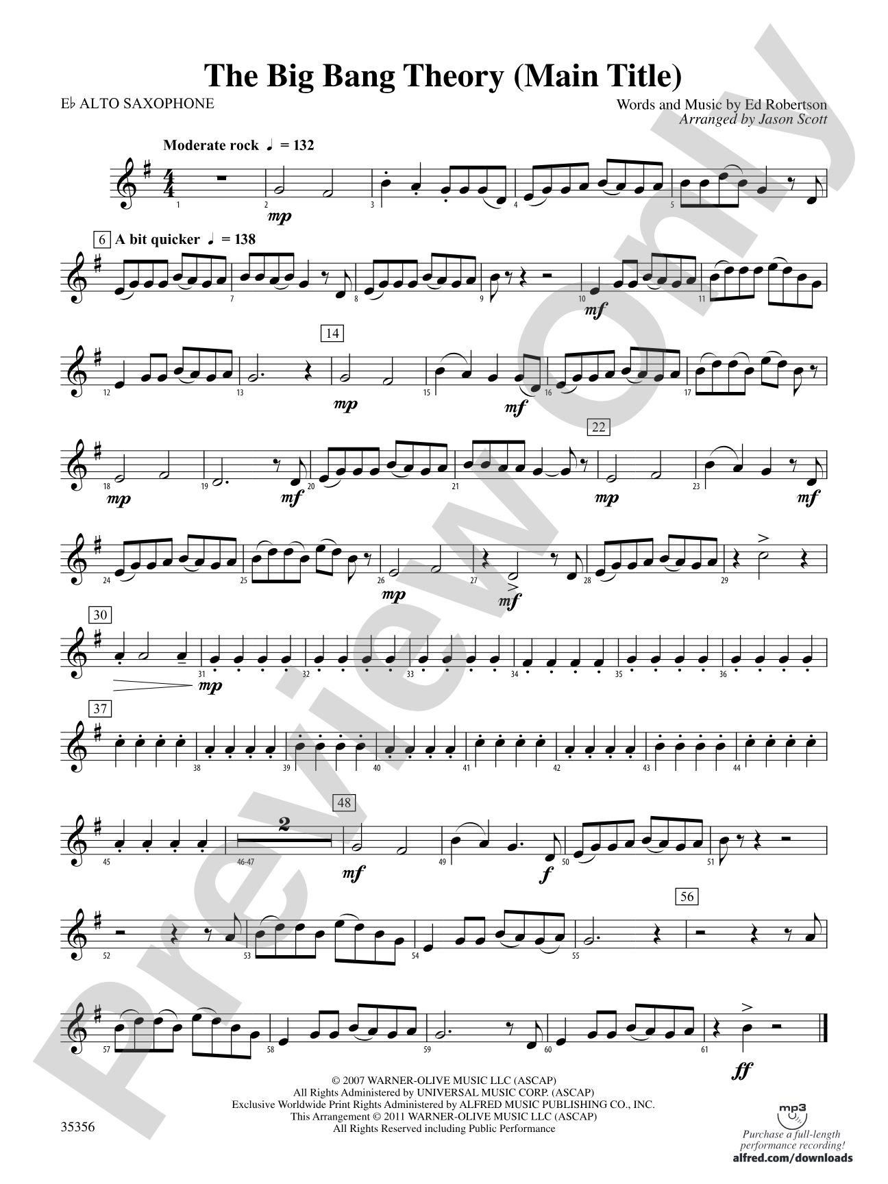 The Big Bang Theory (Main Title): E-flat Alto Saxophone