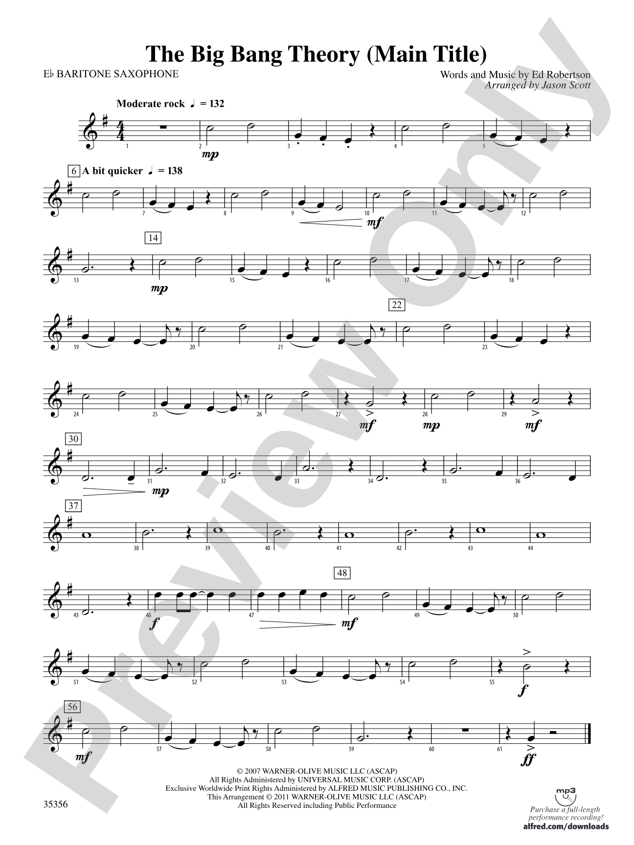 The Big Bang Theory (Main Title): E-flat Baritone Saxophone