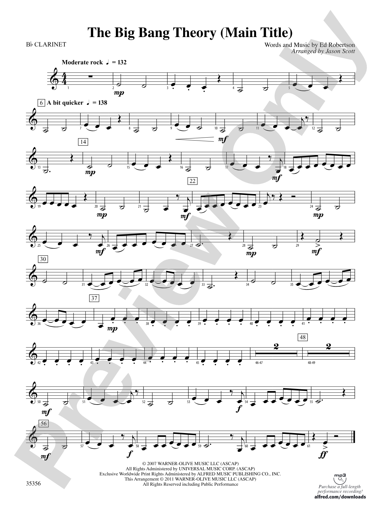 The Big Bang Theory (Main Title): 1st B-flat Clarinet