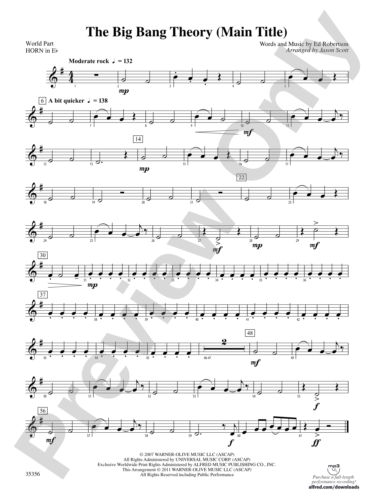 The Big Bang Theory (Main Title): (wp) 1st Horn in E-flat