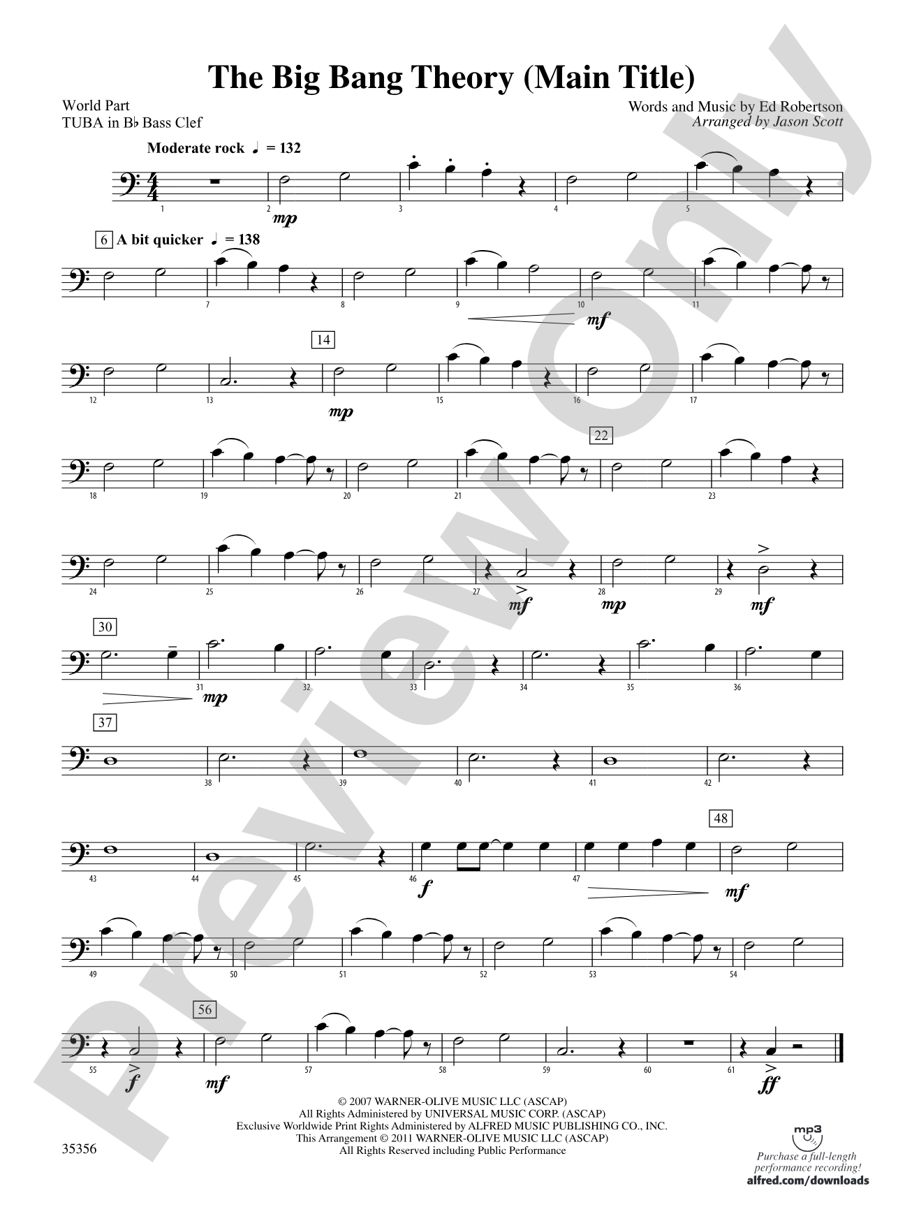 The Big Bang Theory (Main Title): (wp) B-flat Tuba B.C.
