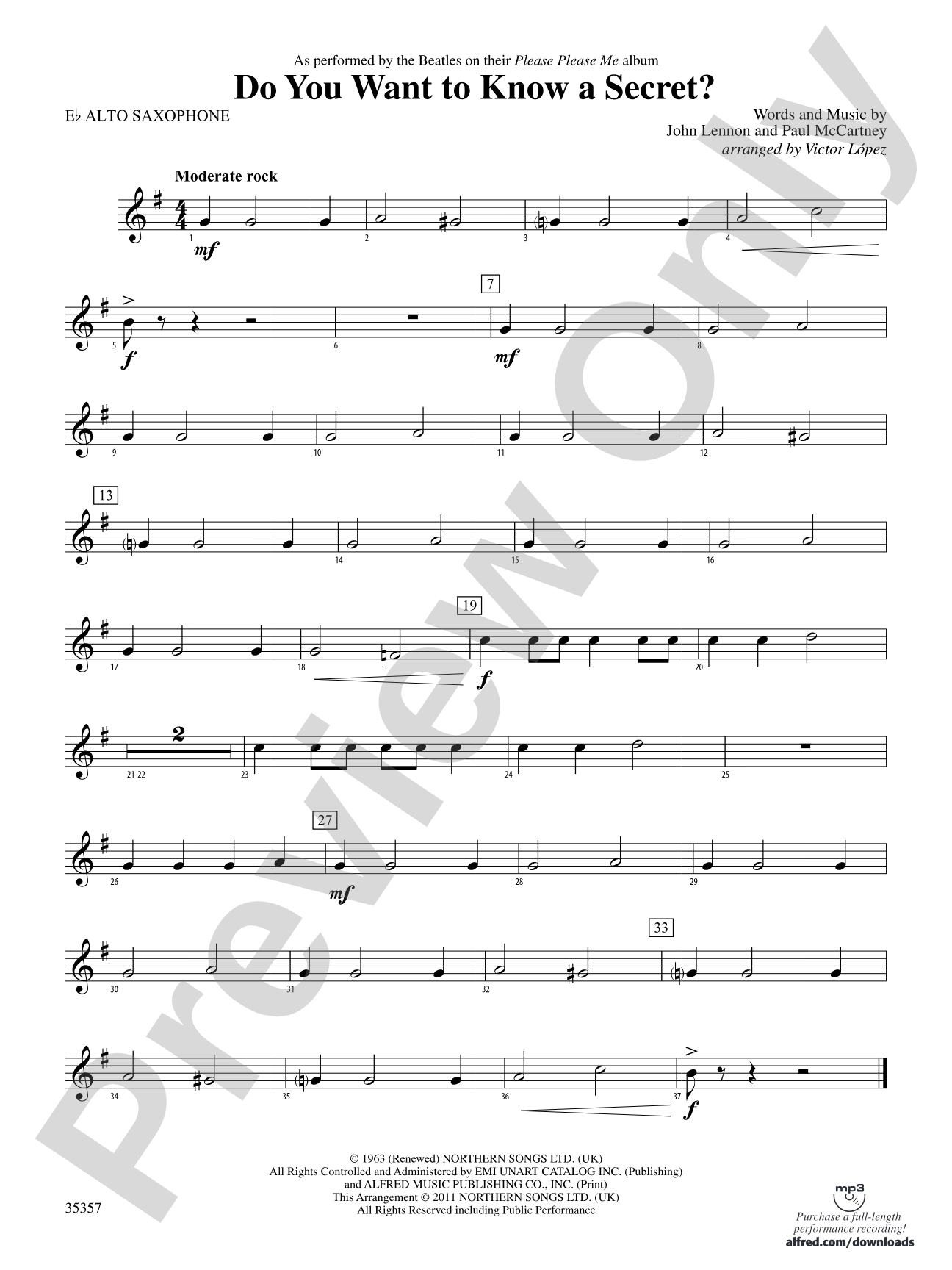 Do You Want to Know a Secret?: E-flat Alto Saxophone