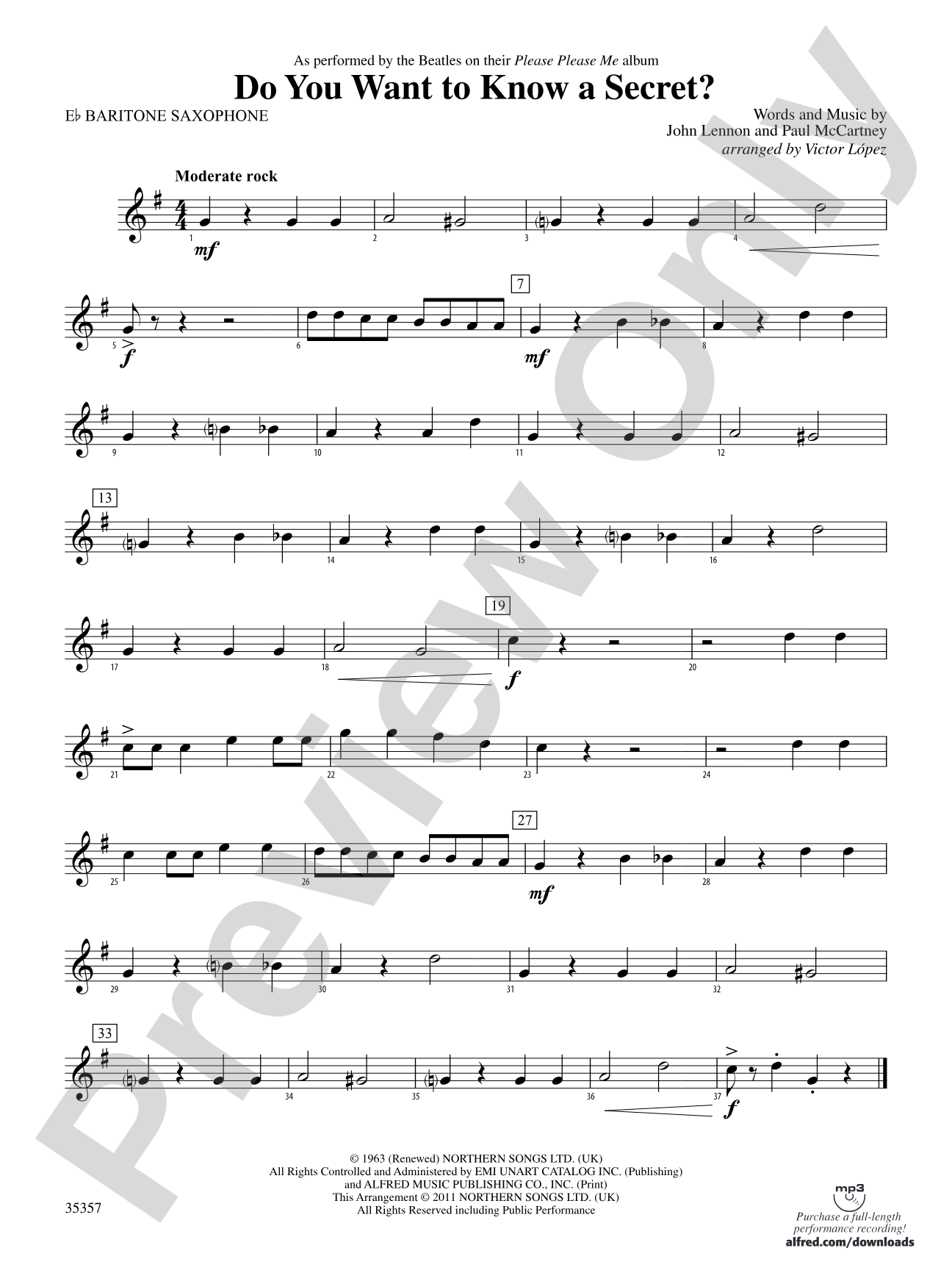 Do You Want to Know a Secret?: E-flat Baritone Saxophone