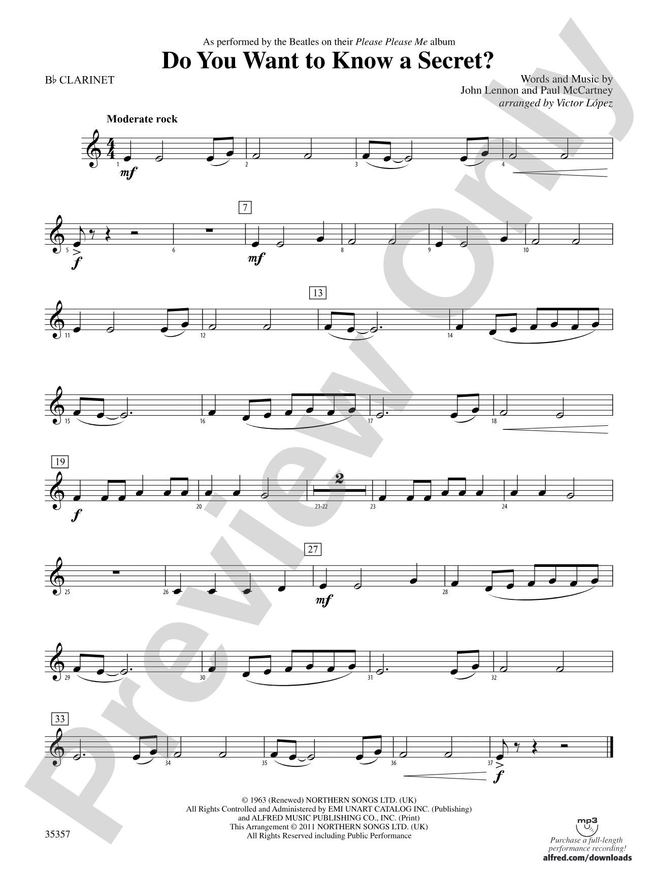 Do You Want to Know a Secret?: 1st B-flat Clarinet