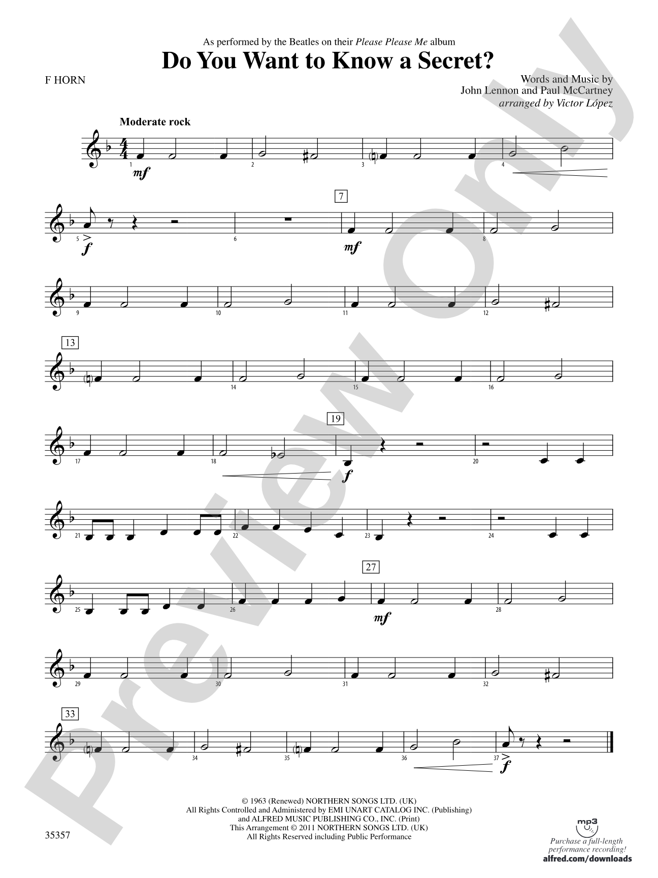 Do You Want to Know a Secret?: 1st F Horn
