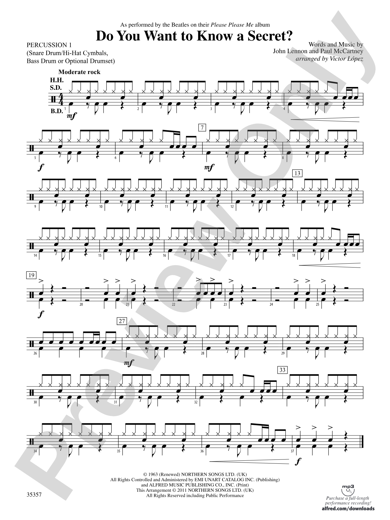 Do You Want to Know a Secret?: 1st Percussion