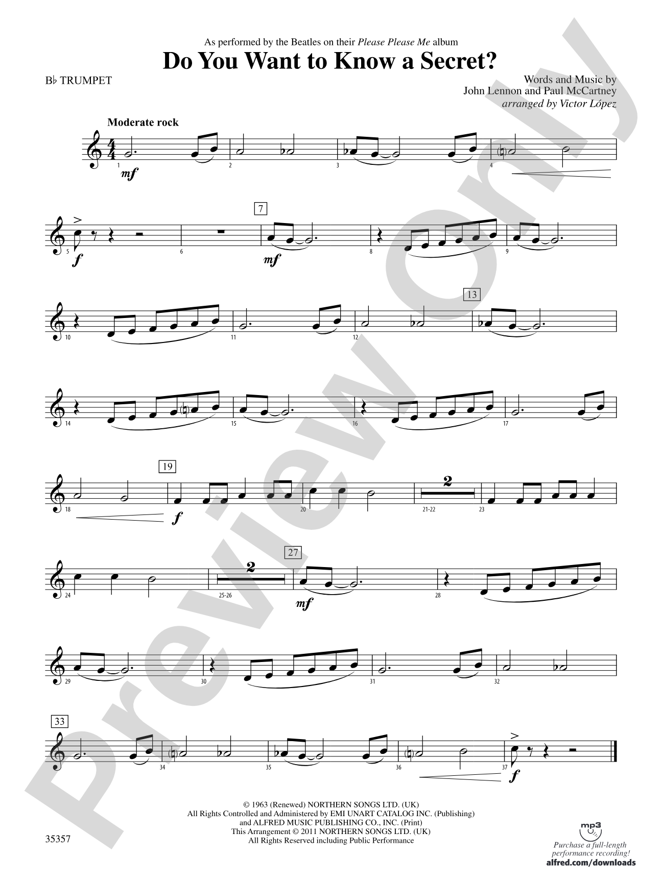 Do You Want to Know a Secret?: 1st B-flat Trumpet