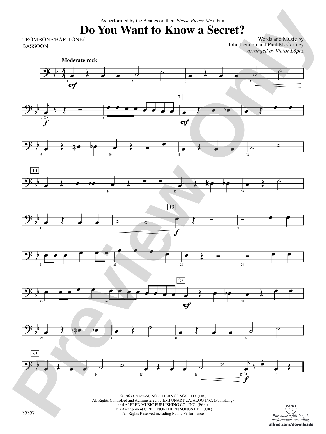 Do You Want to Know a Secret?: 1st Trombone
