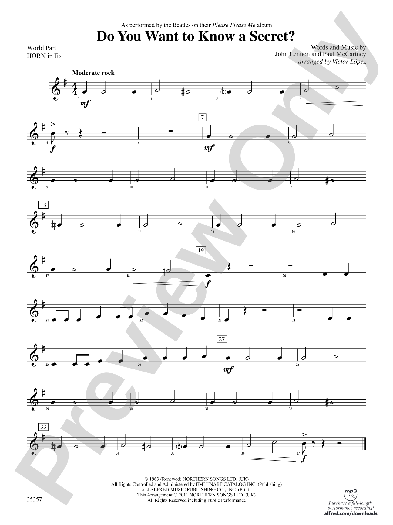 Do You Want to Know a Secret?: (wp) 1st Horn in E-flat