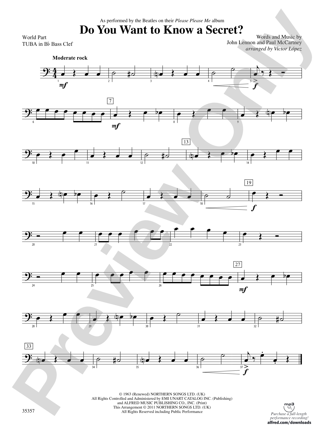 Do You Want to Know a Secret?: (wp) B-flat Tuba B.C.