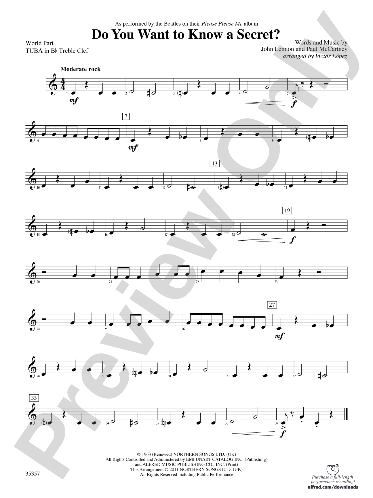 Do You Want to Know a Secret?: (wp) B-flat Tuba T.C.