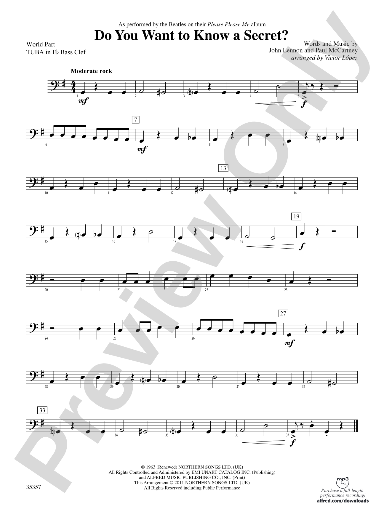 Do You Want to Know a Secret?: (wp) E-flat Tuba B.C.