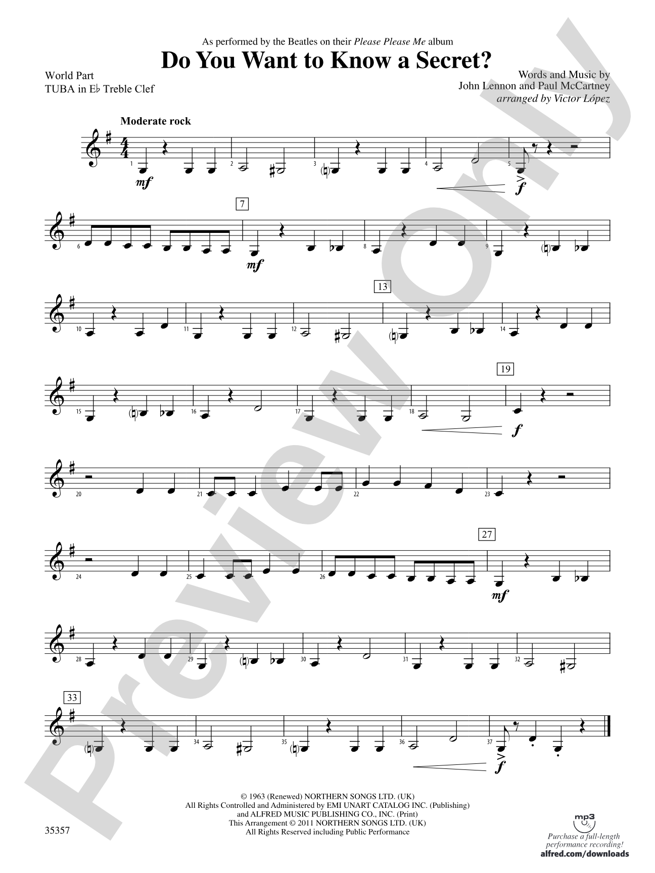 Do You Want to Know a Secret?: (wp) E-flat Tuba T.C.