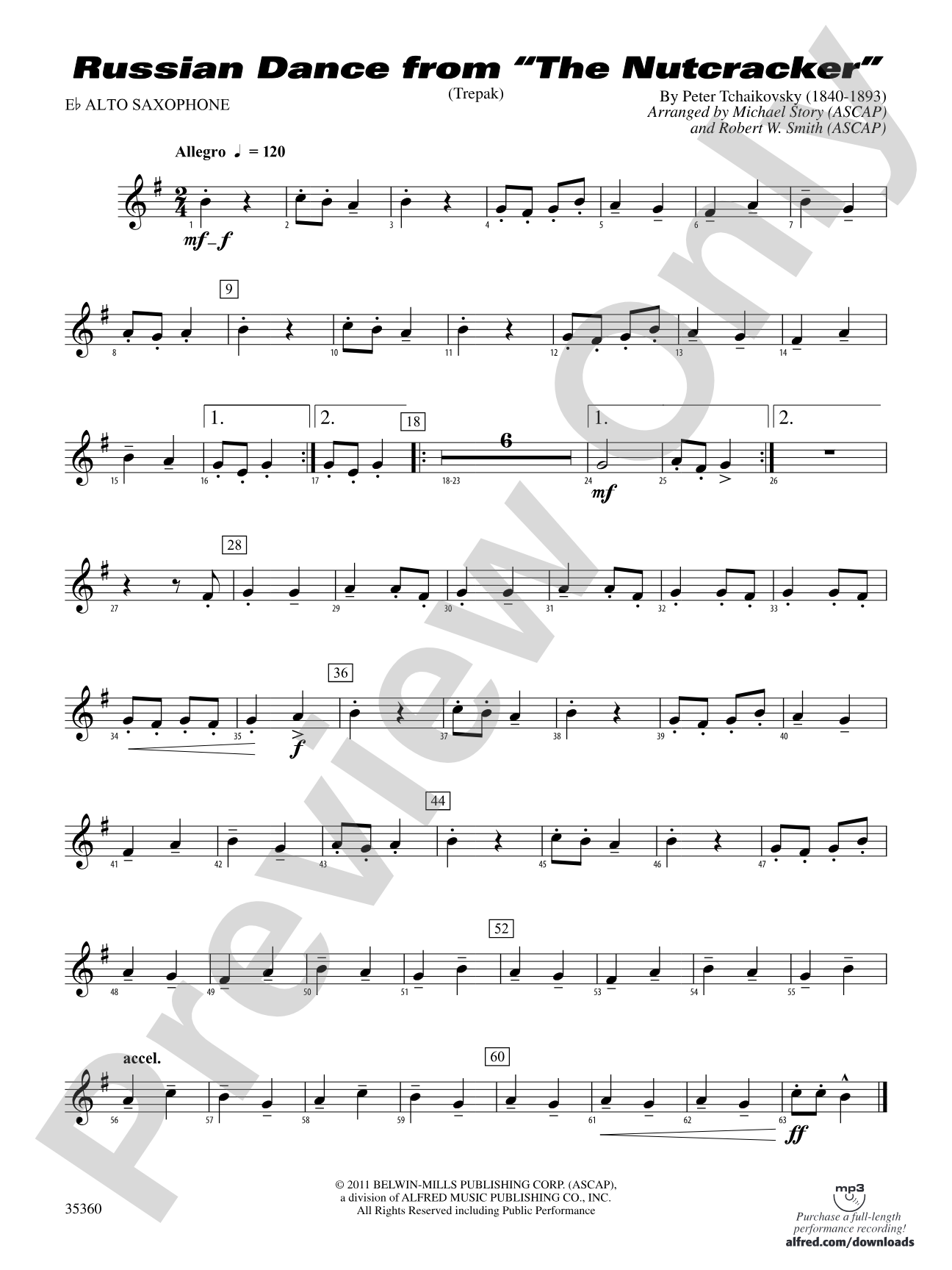 Russian Dance from The Nutcracker: E-flat Alto Saxophone