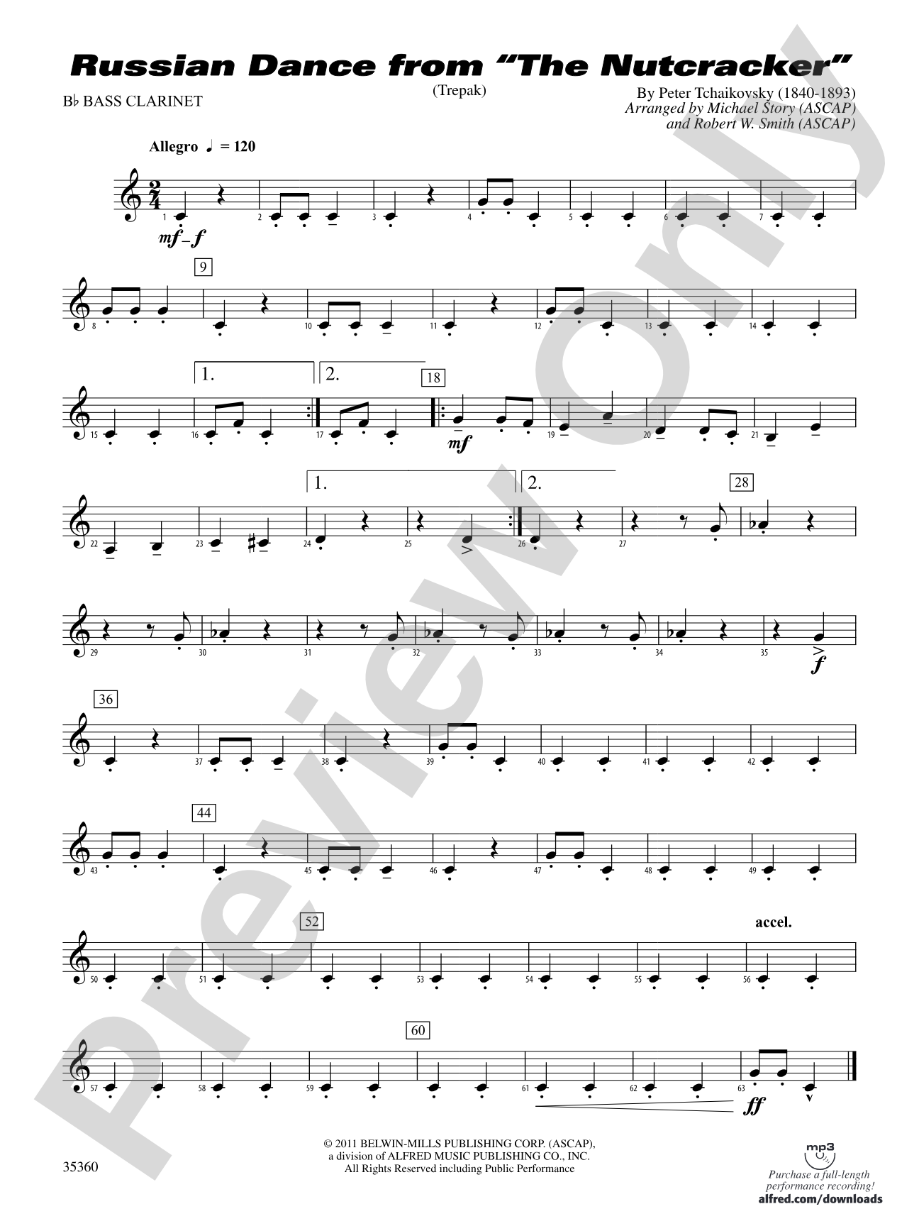 Russian Dance from The Nutcracker: B-flat Bass Clarinet