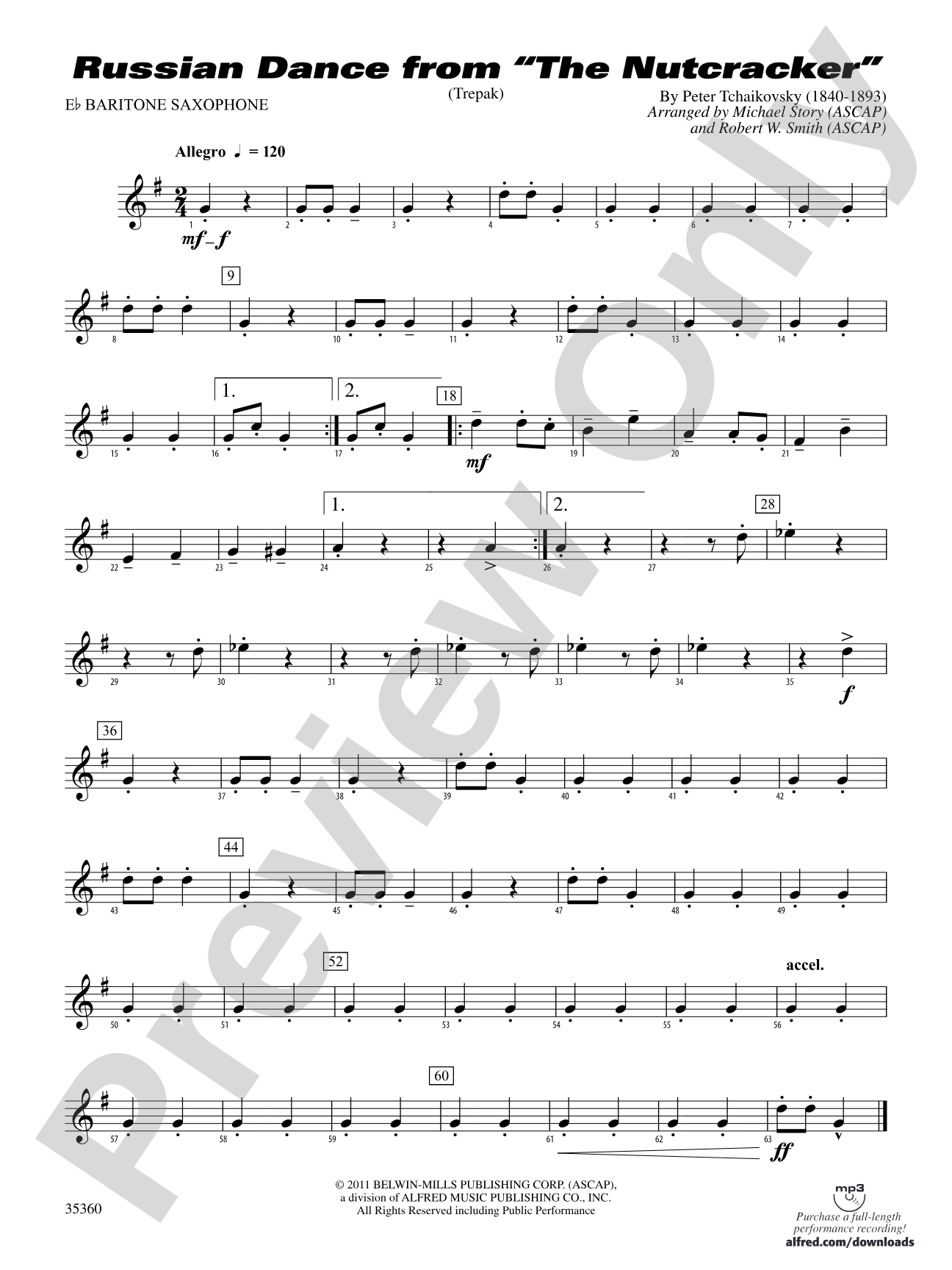 Russian Dance from The Nutcracker: E-flat Baritone Saxophone