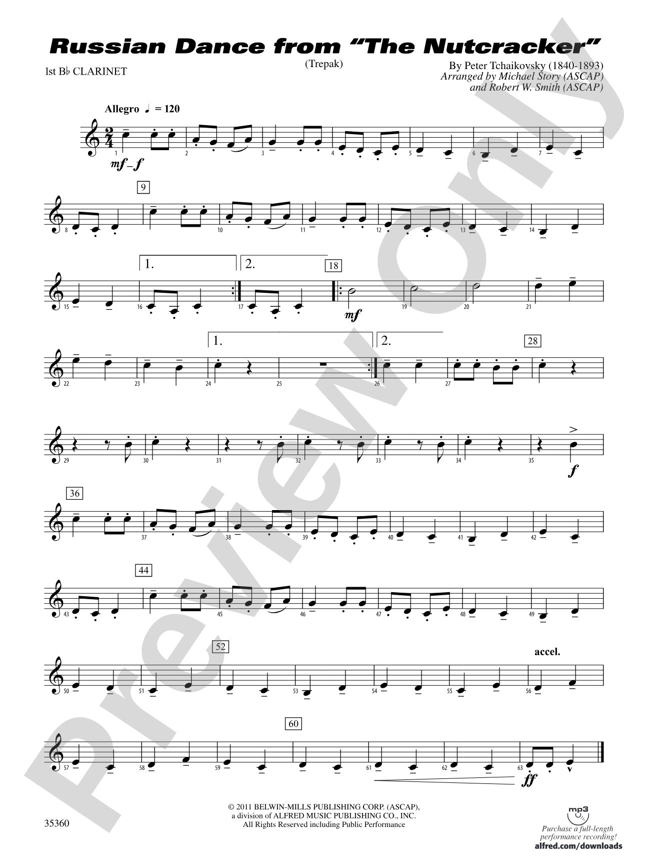 Russian Dance from The Nutcracker: 1st B-flat Clarinet