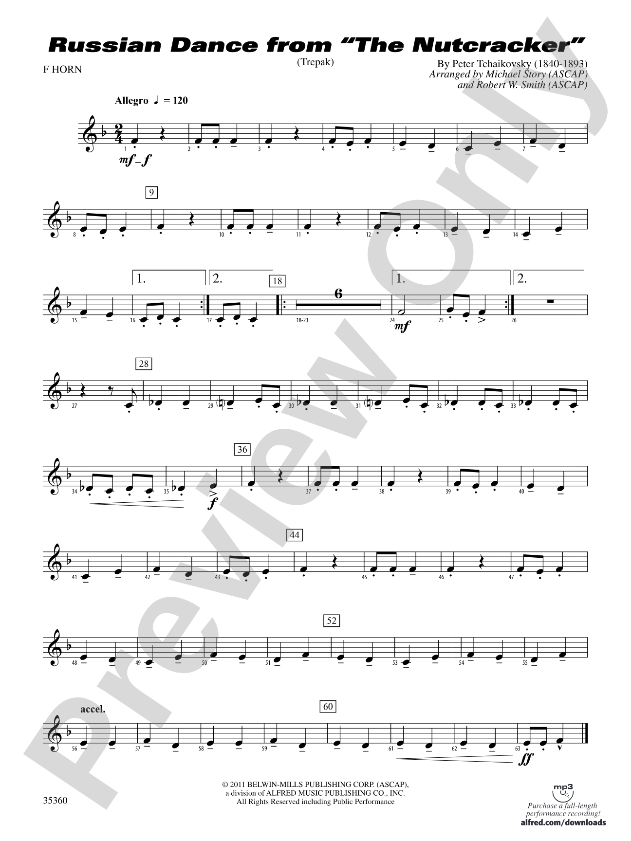 Russian Dance from The Nutcracker: 1st F Horn