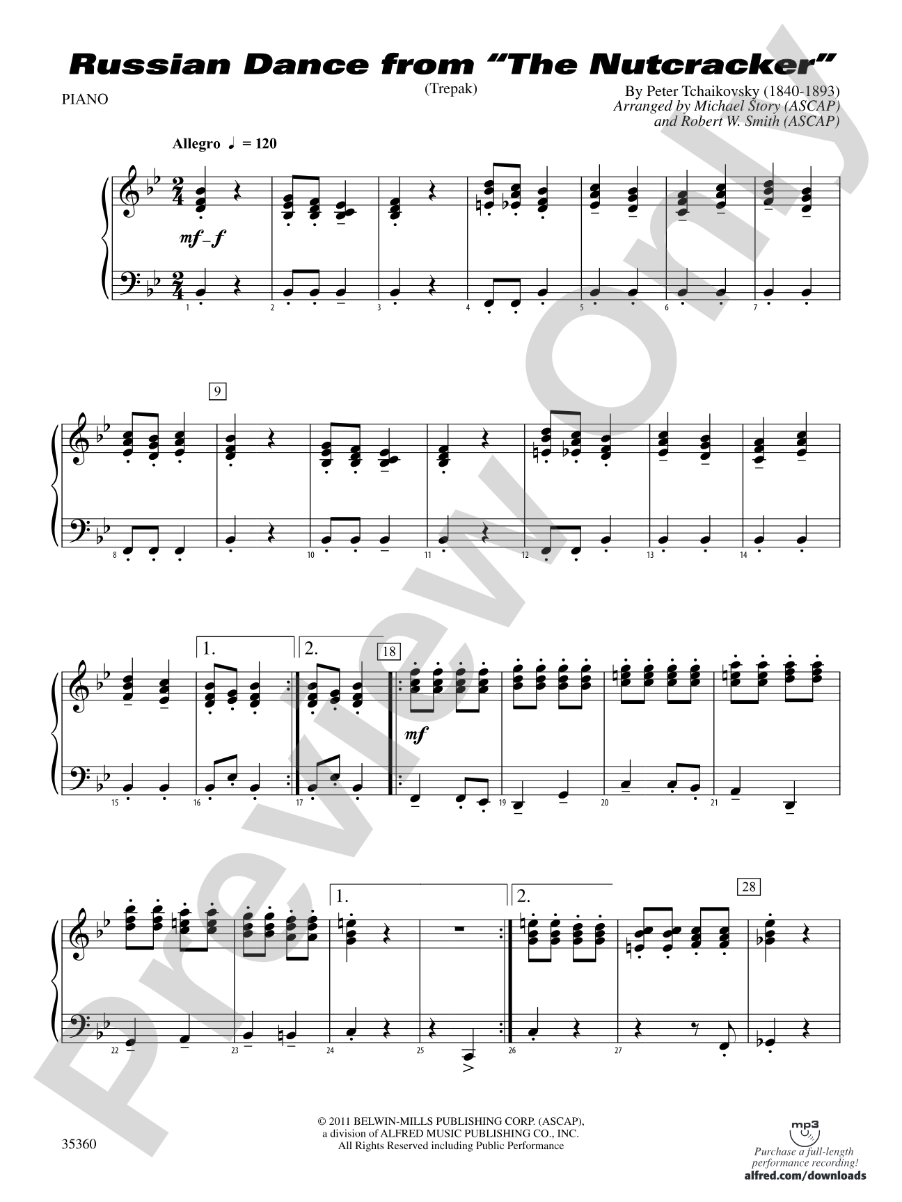 Russian Dance from The Nutcracker: Piano Accompaniment