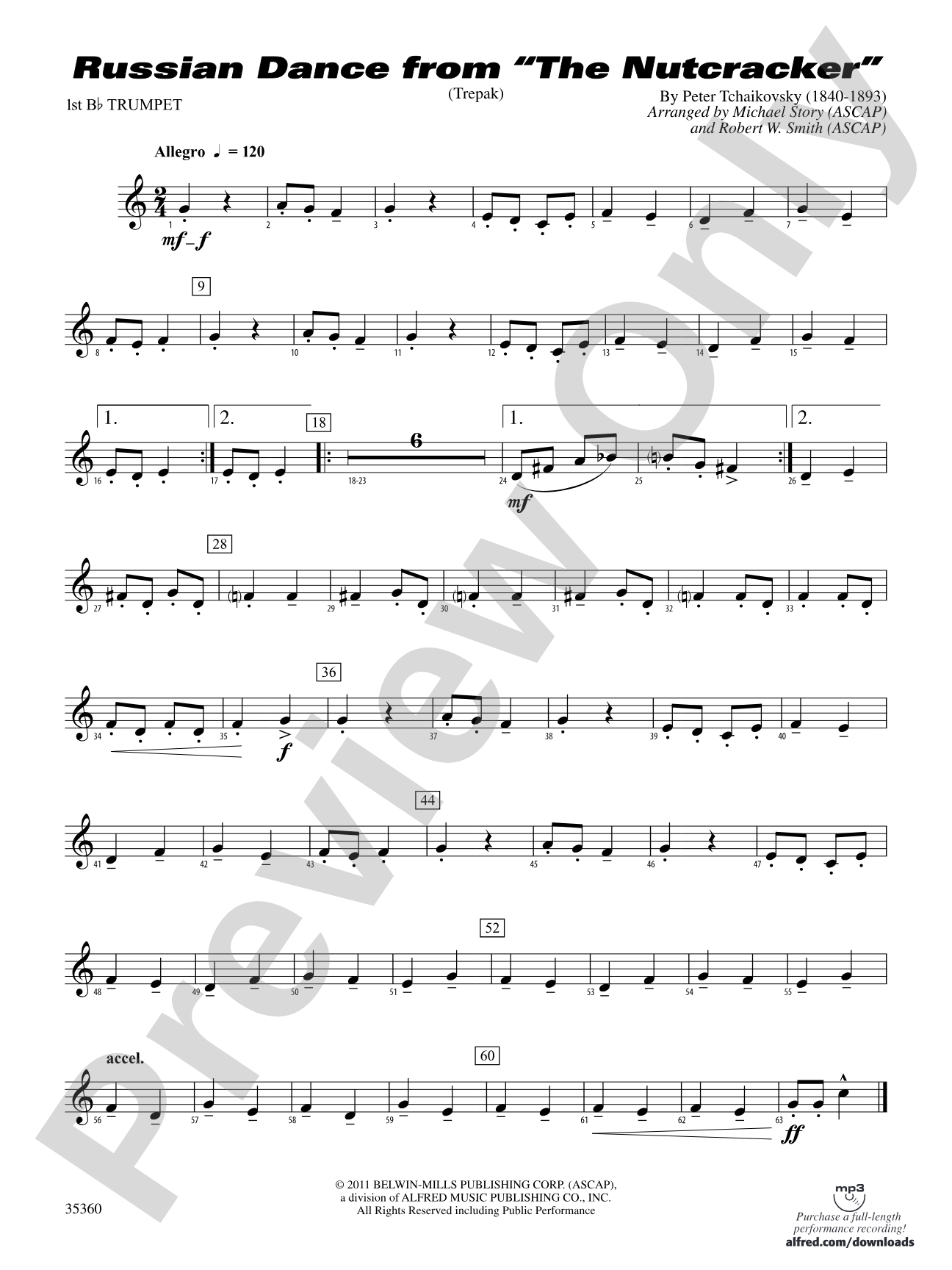 Russian Dance from The Nutcracker: 1st B-flat Trumpet