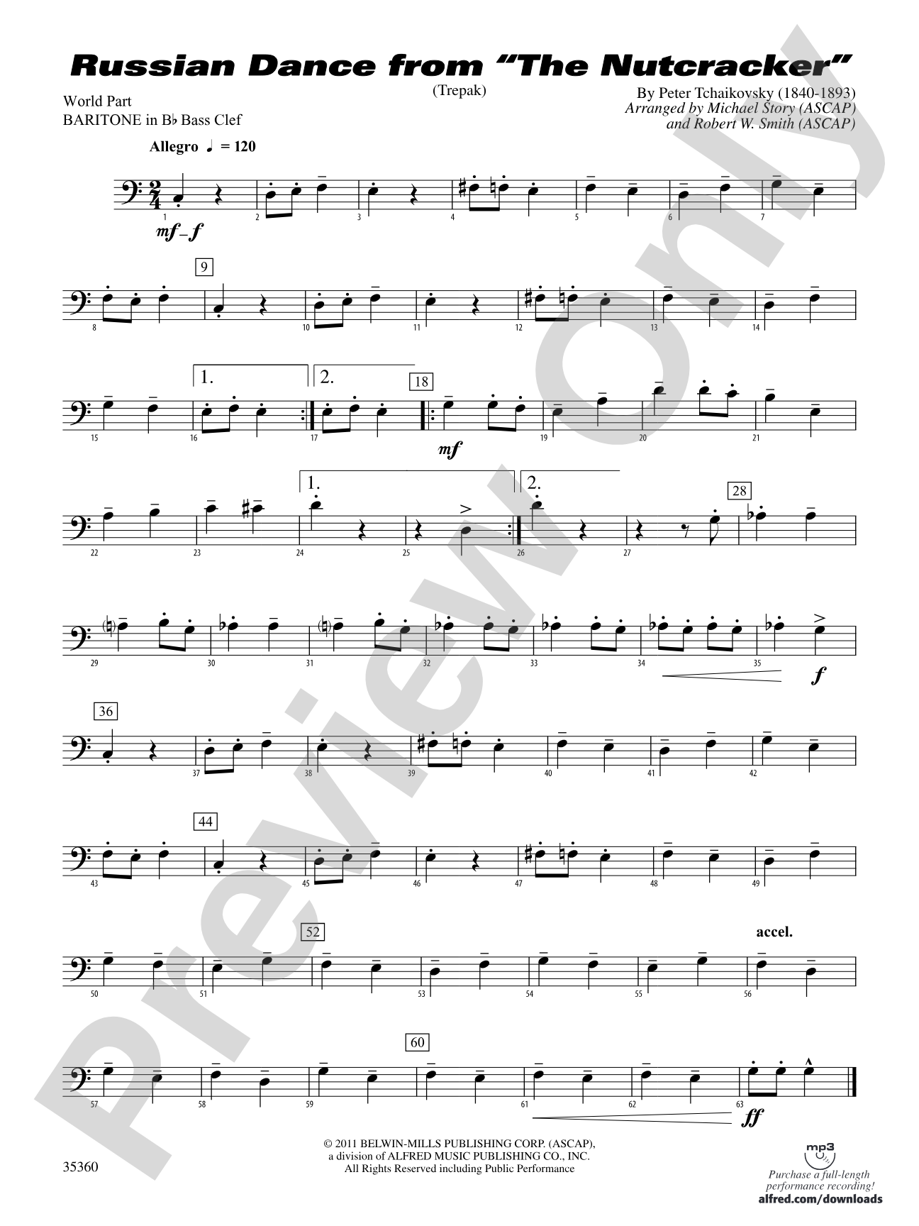Russian Dance from The Nutcracker: (wp) B-flat Baritone B.C.