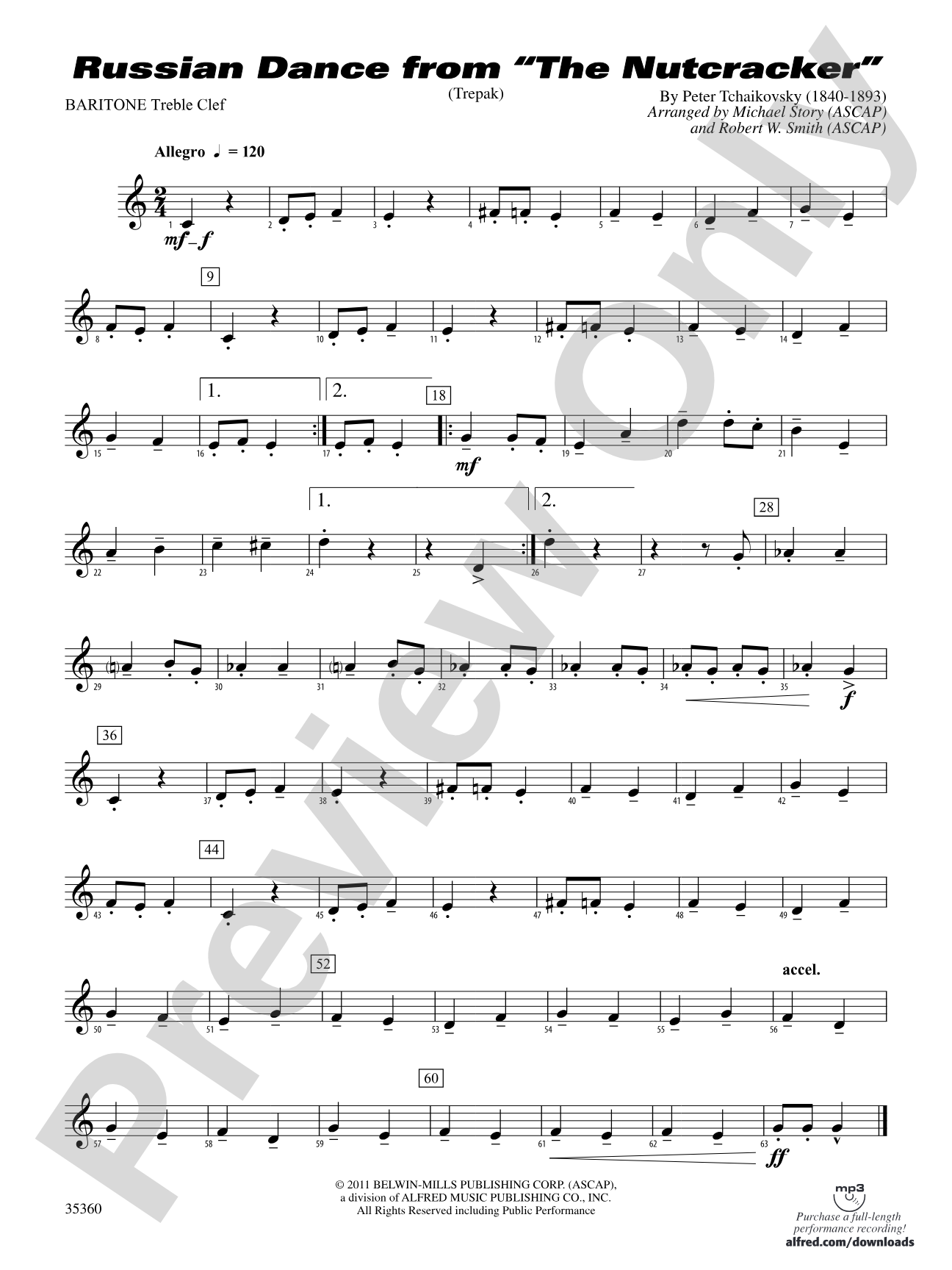 Russian Dance from The Nutcracker: (wp) Baritone T.C.