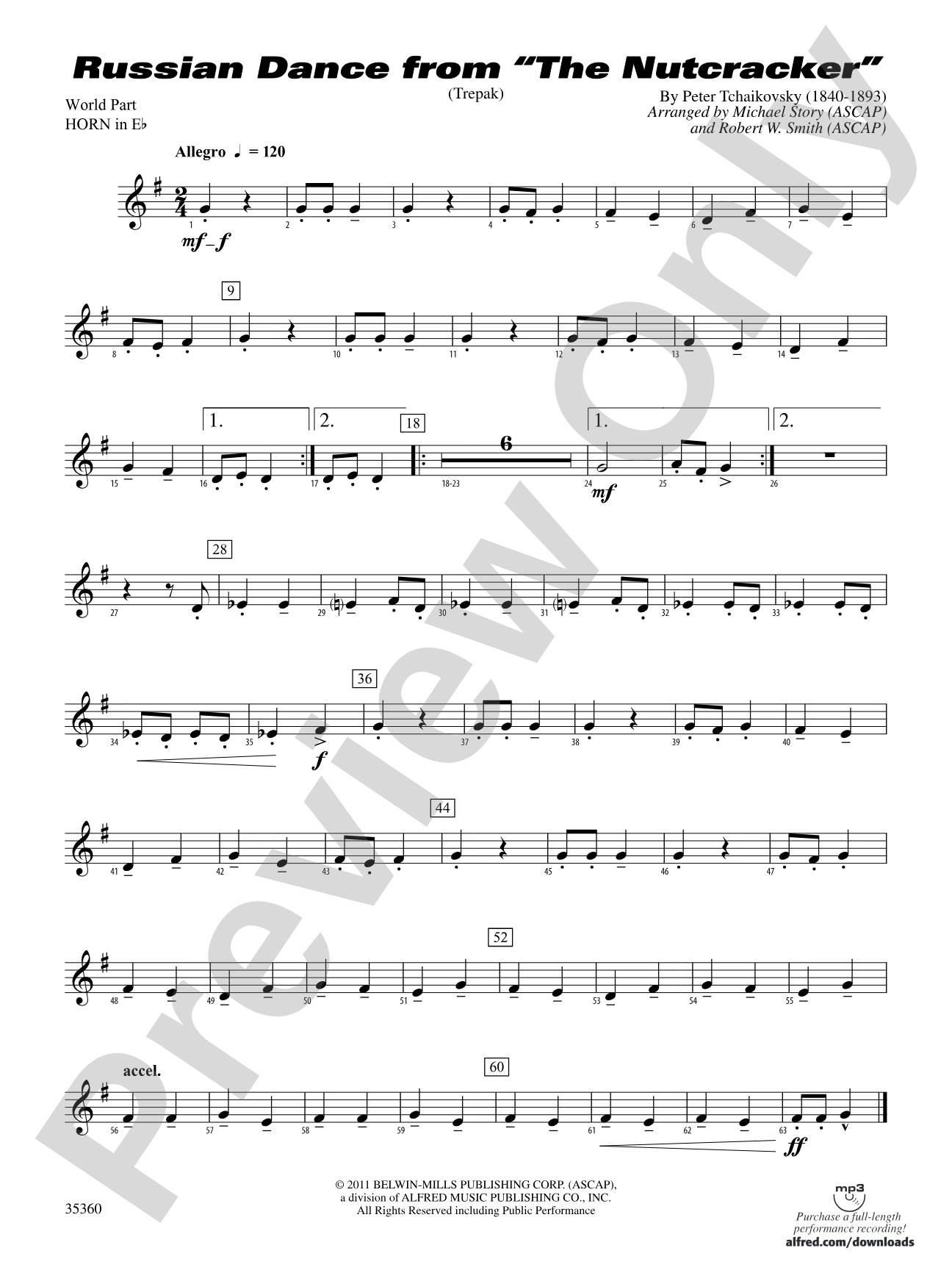 Russian Dance from The Nutcracker: (wp) 1st Horn in E-flat