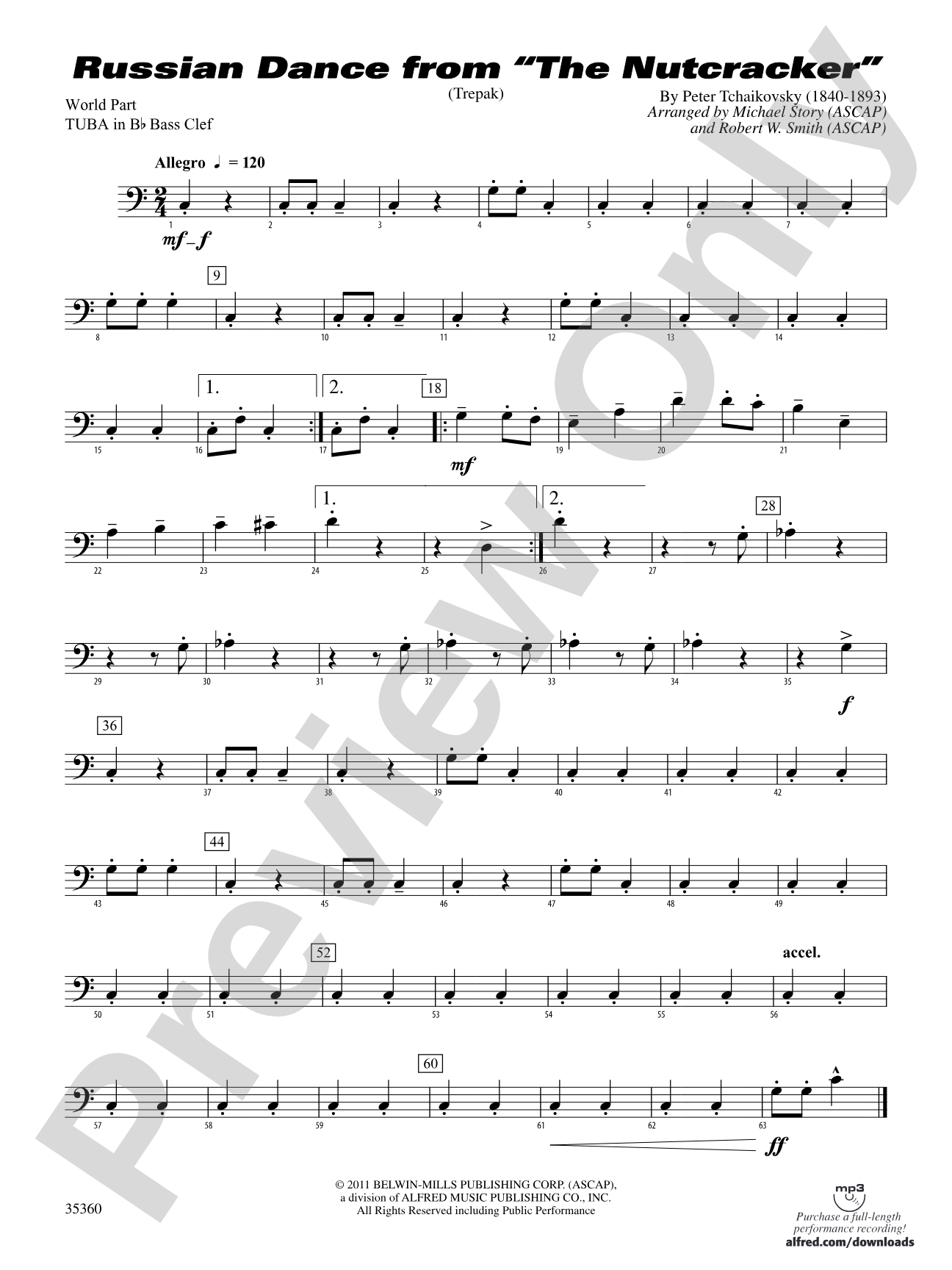 Russian Dance from The Nutcracker: (wp) B-flat Tuba B.C.