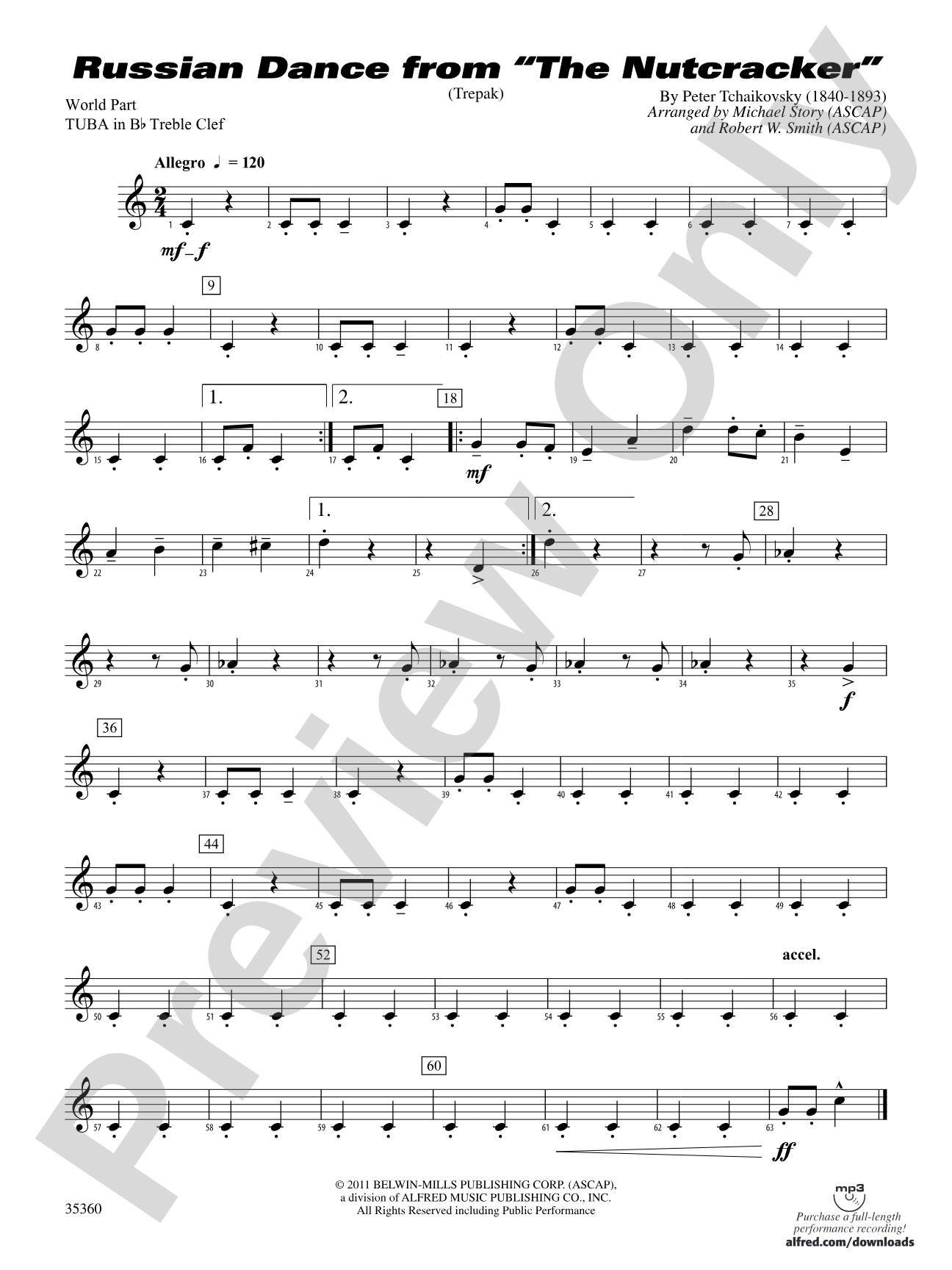 Russian Dance from The Nutcracker: (wp) B-flat Tuba T.C.