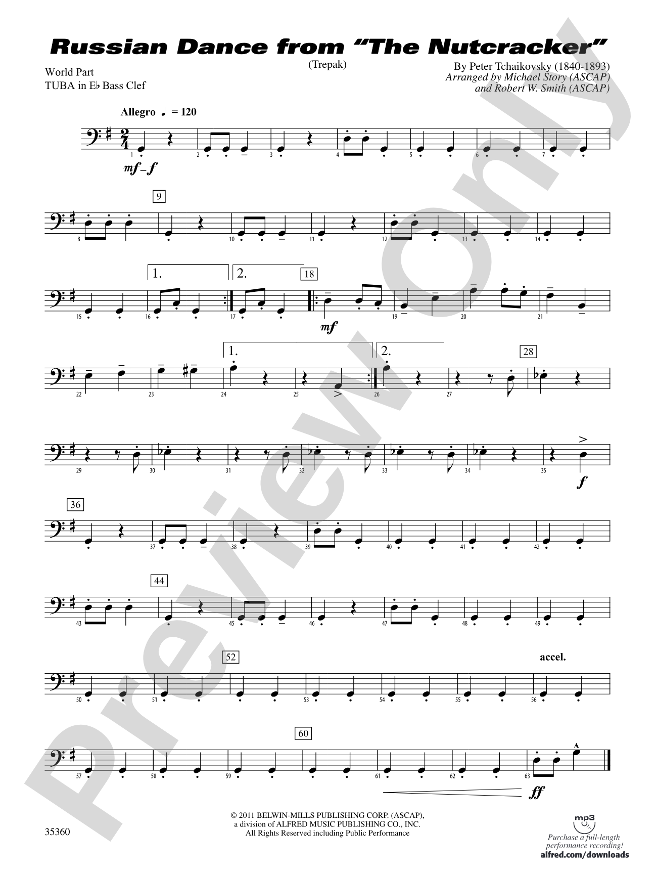 Russian Dance from The Nutcracker: (wp) E-flat Tuba B.C.