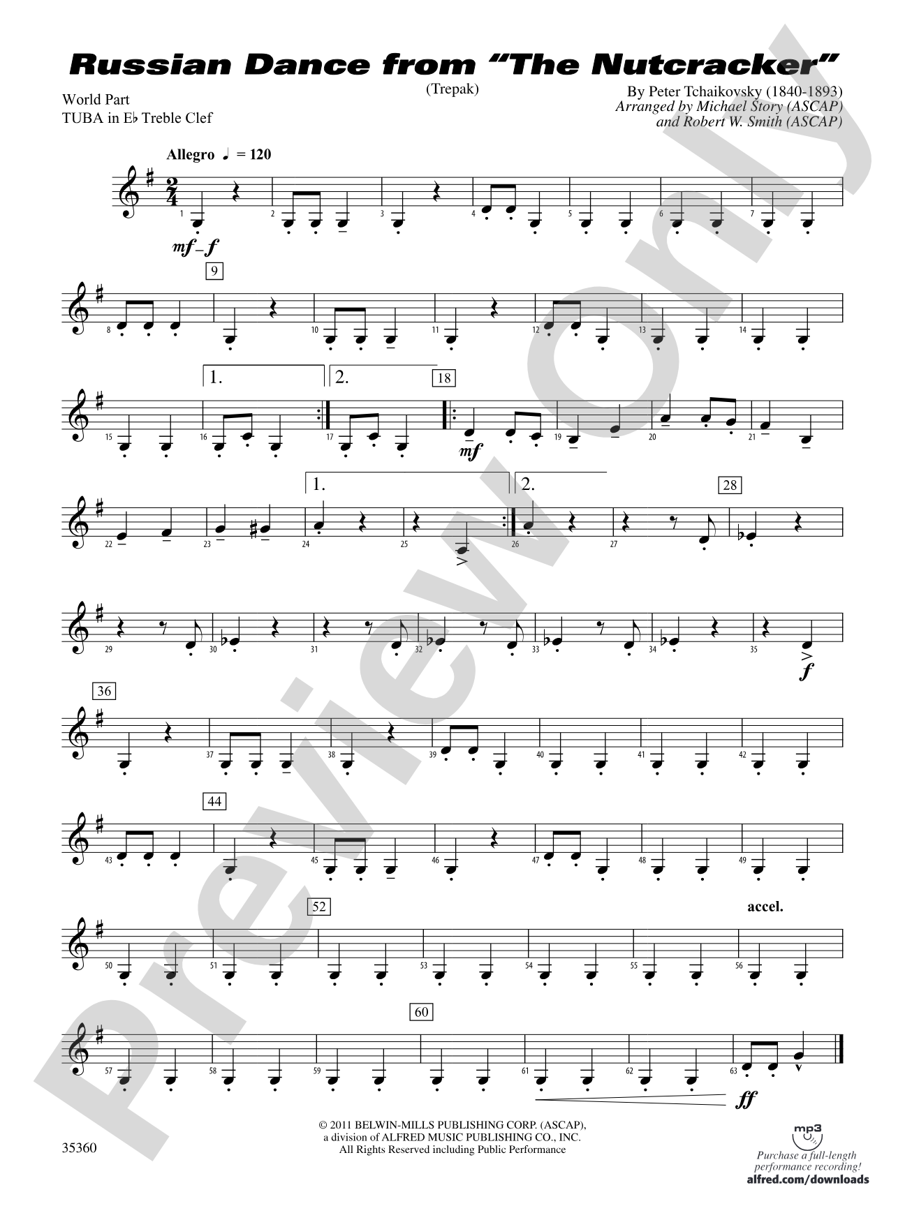 Russian Dance from The Nutcracker: (wp) E-flat Tuba T.C.
