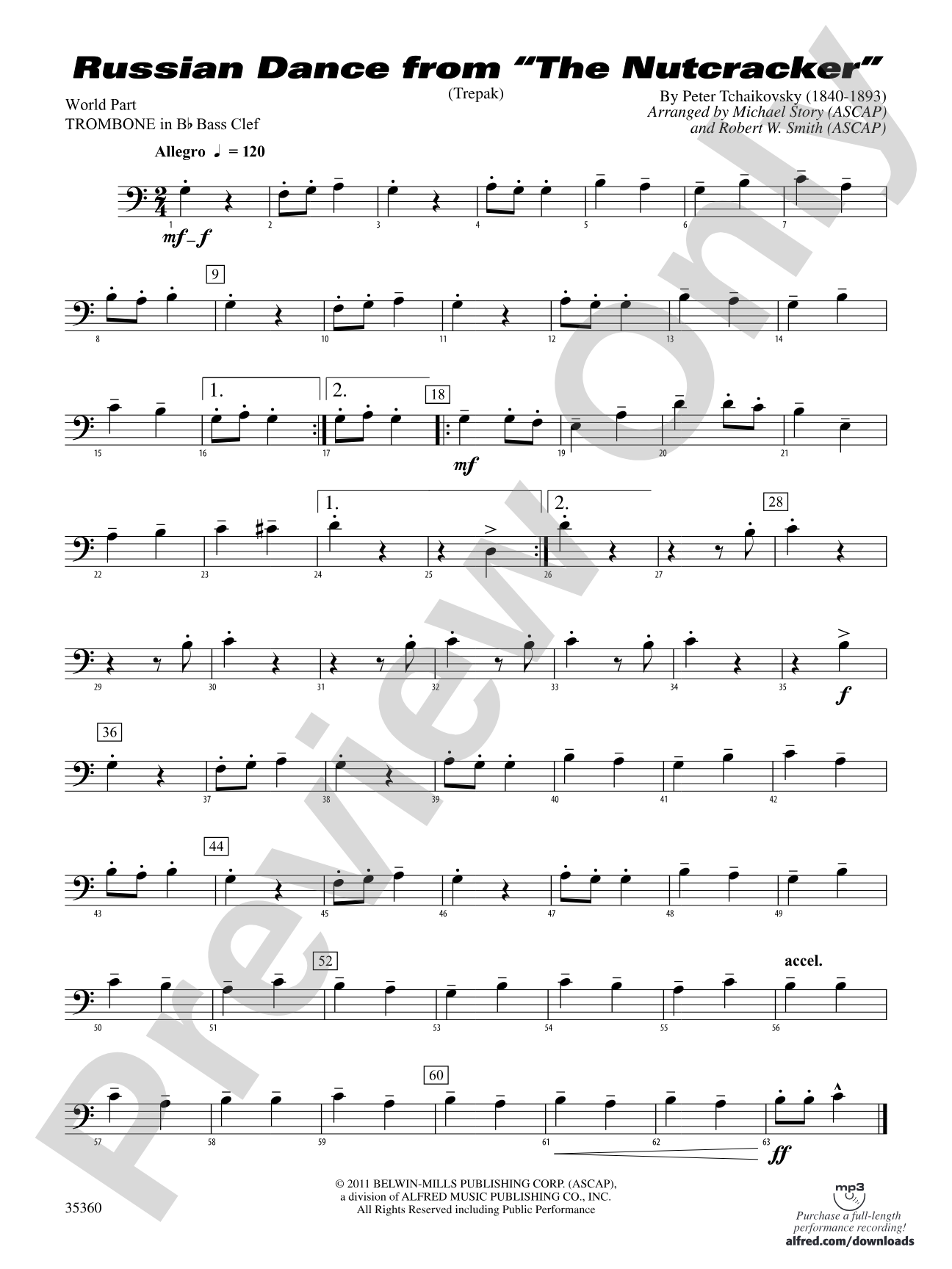 Russian Dance from The Nutcracker: (wp) 1st B-flat Trombone B.C.