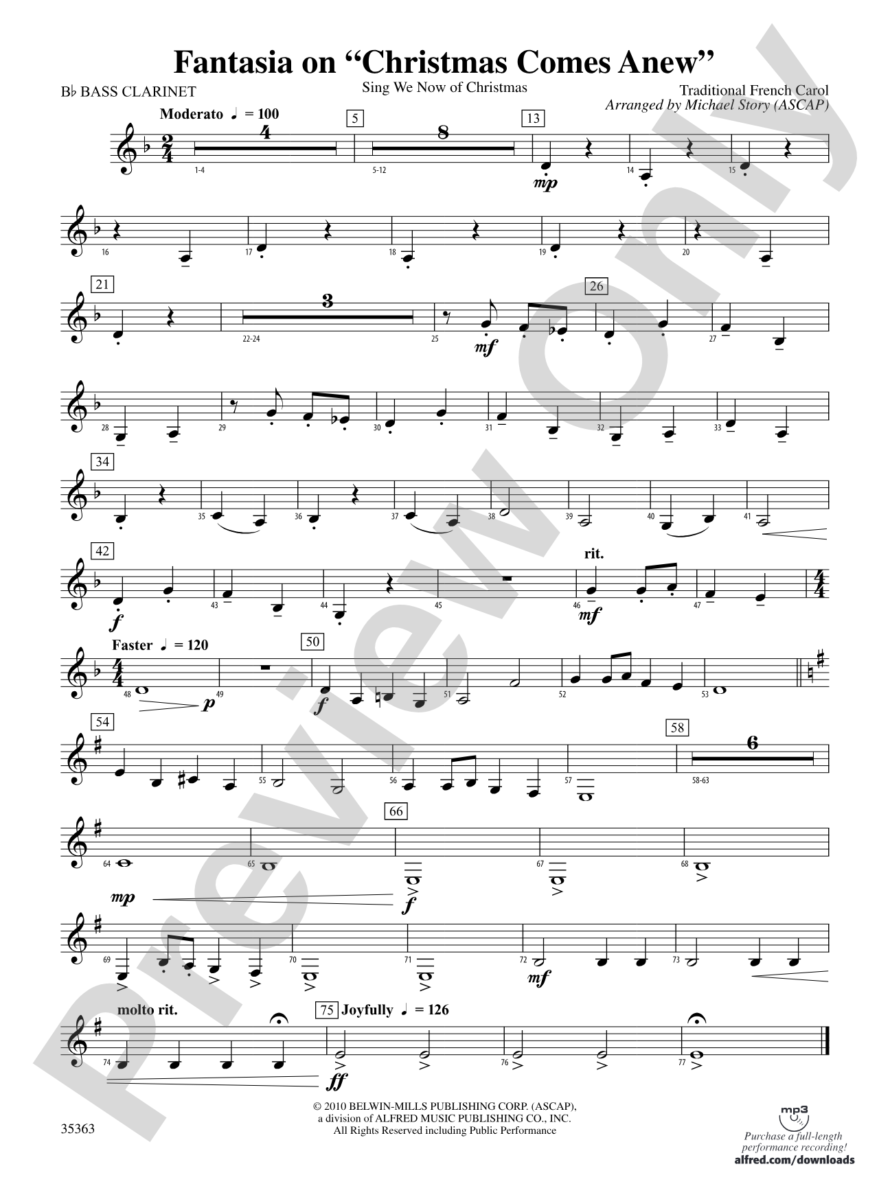 Fantasia on "Christmas Comes Anew": B-flat Bass Clarinet