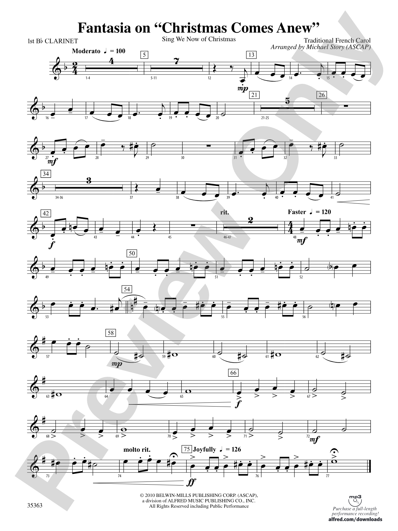 Fantasia on "Christmas Comes Anew": 1st B-flat Clarinet