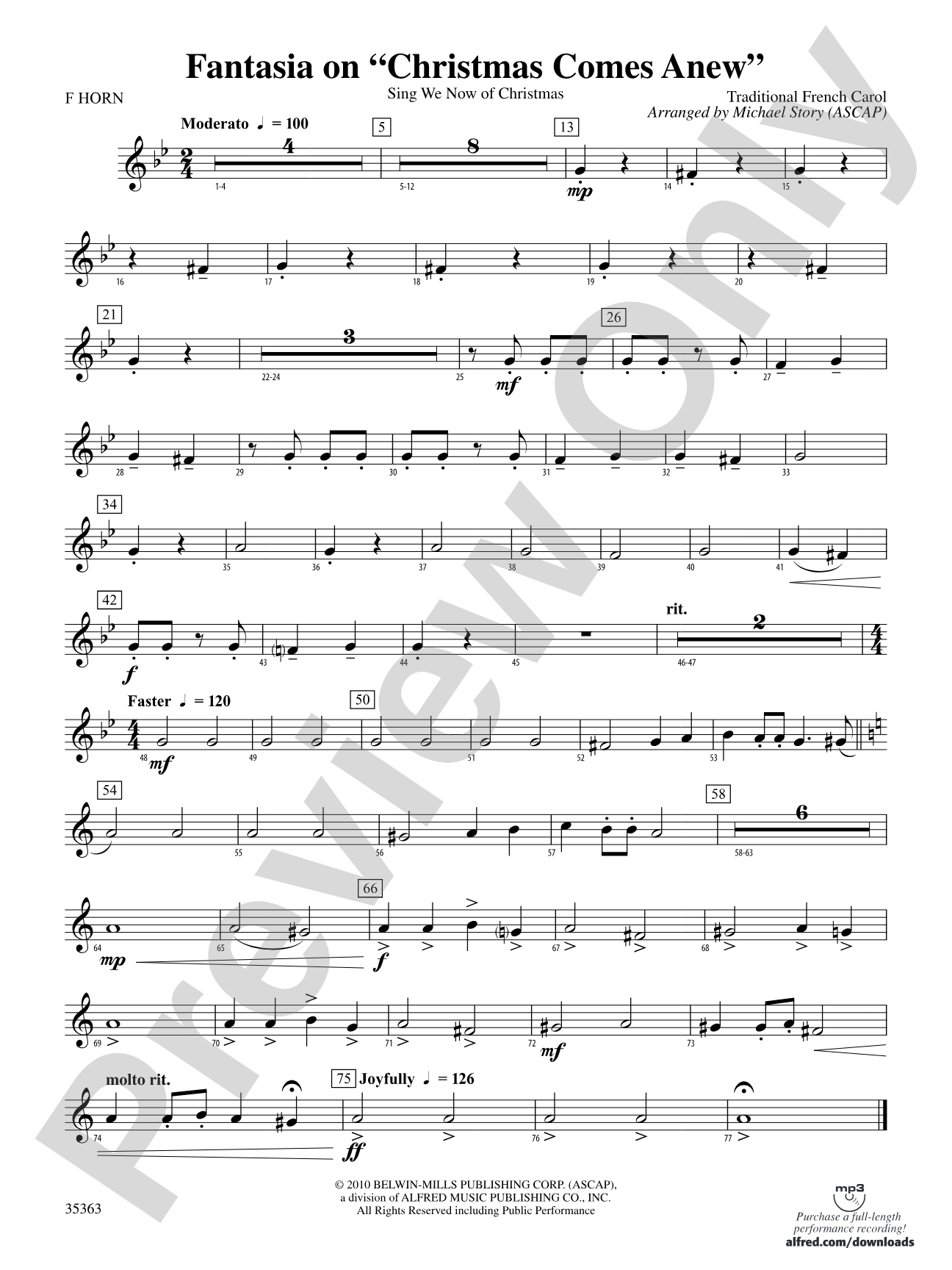 Fantasia on "Christmas Comes Anew": 1st F Horn