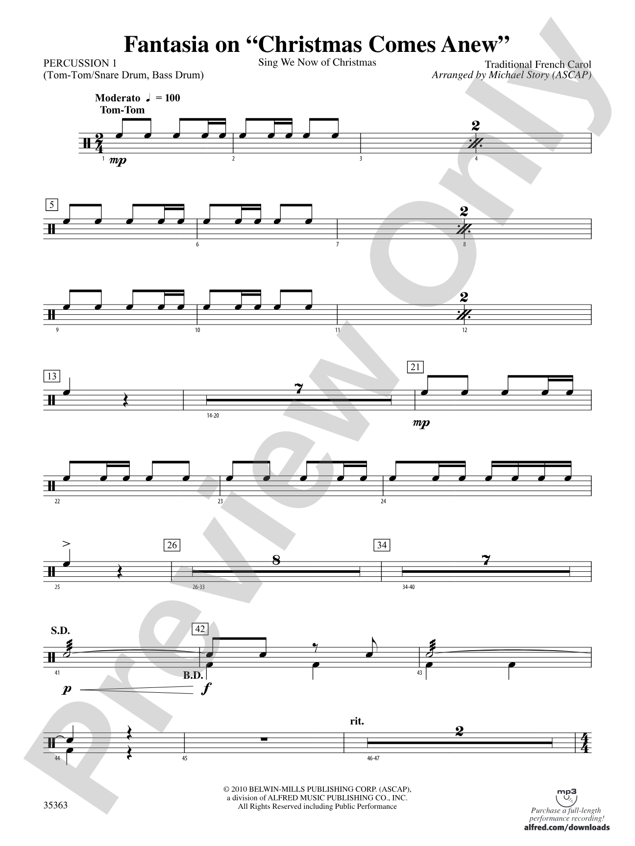Fantasia on "Christmas Comes Anew": 1st Percussion