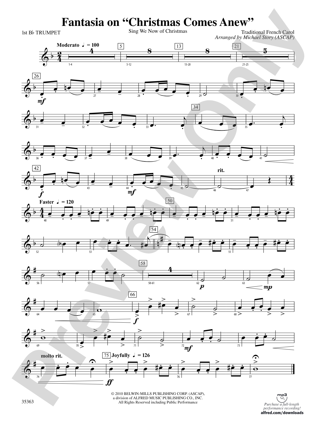 Fantasia on "Christmas Comes Anew": 1st B-flat Trumpet