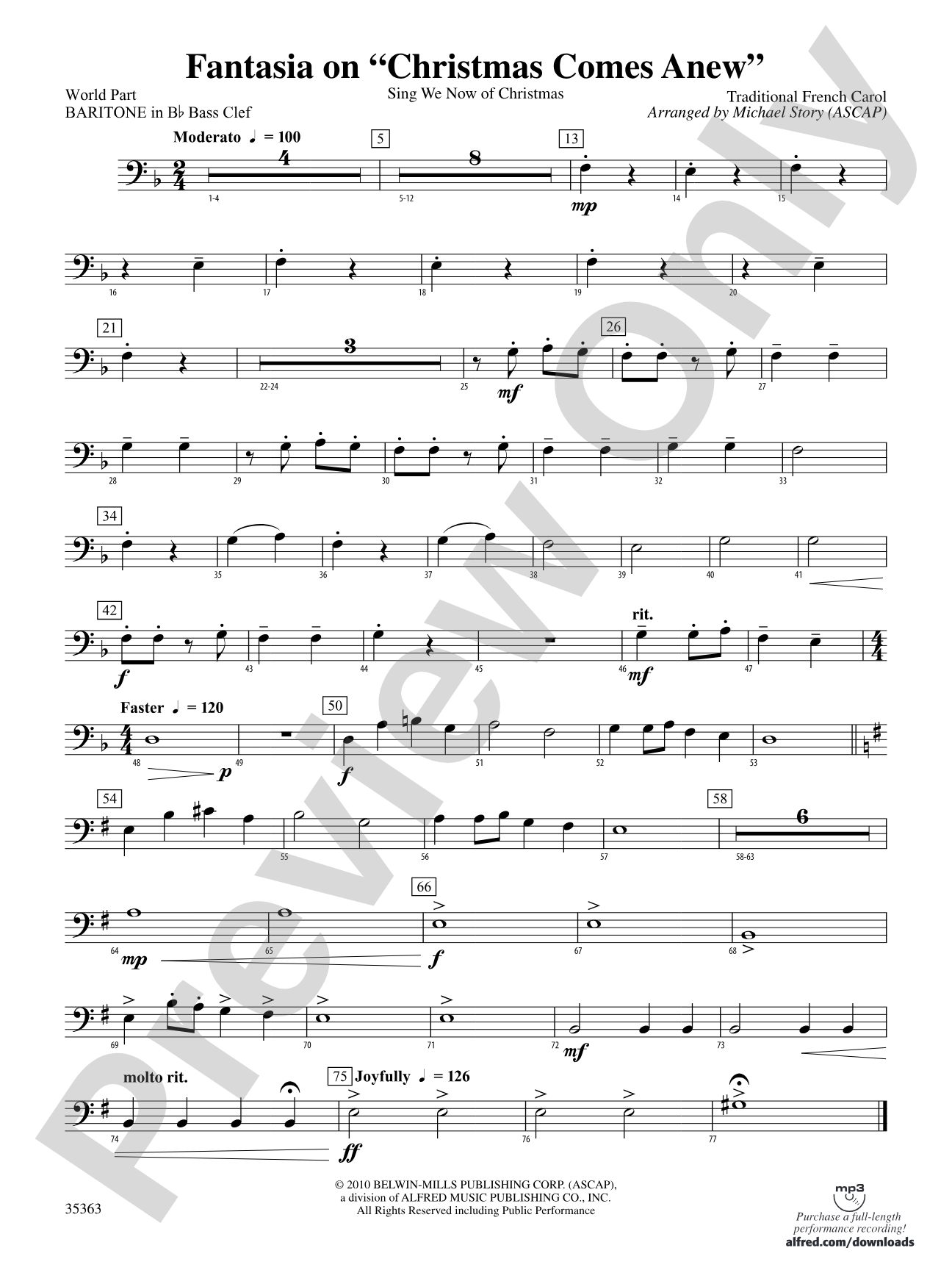 Fantasia on "Christmas Comes Anew": (wp) B-flat Baritone B.C.
