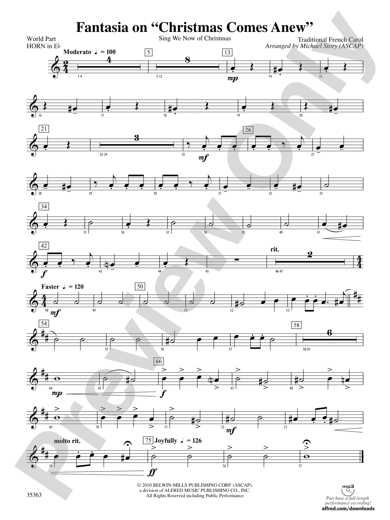 Fantasia on "Christmas Comes Anew": (wp) 1st Horn in E-flat