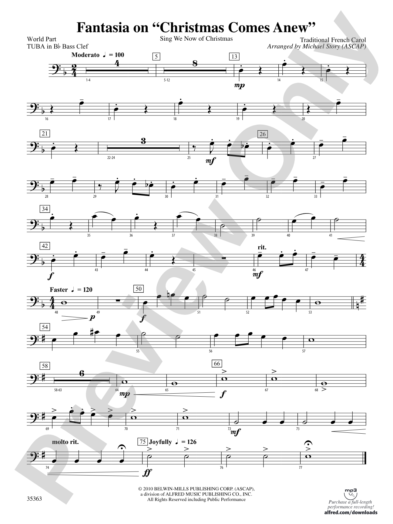 Fantasia on "Christmas Comes Anew": (wp) B-flat Tuba B.C.