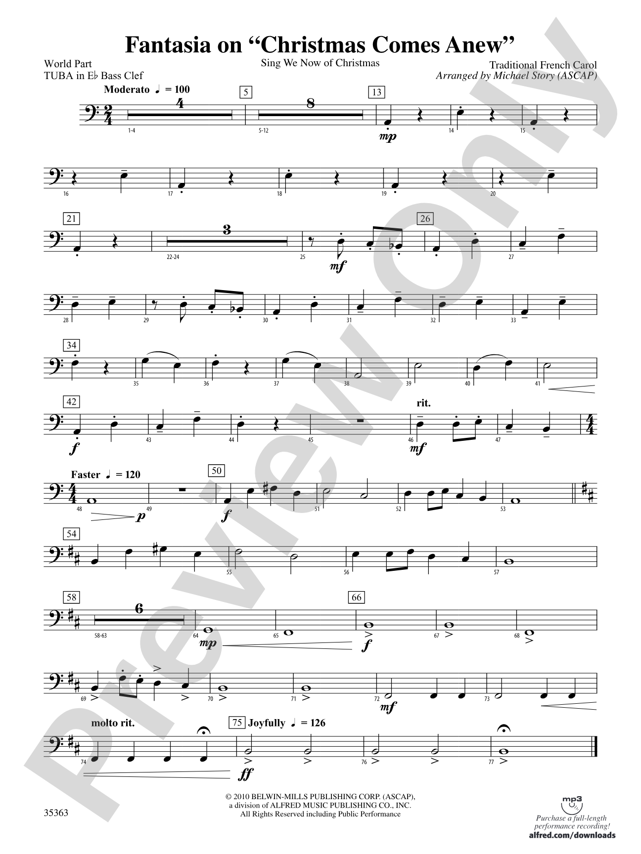 Fantasia on "Christmas Comes Anew": (wp) E-flat Tuba B.C.
