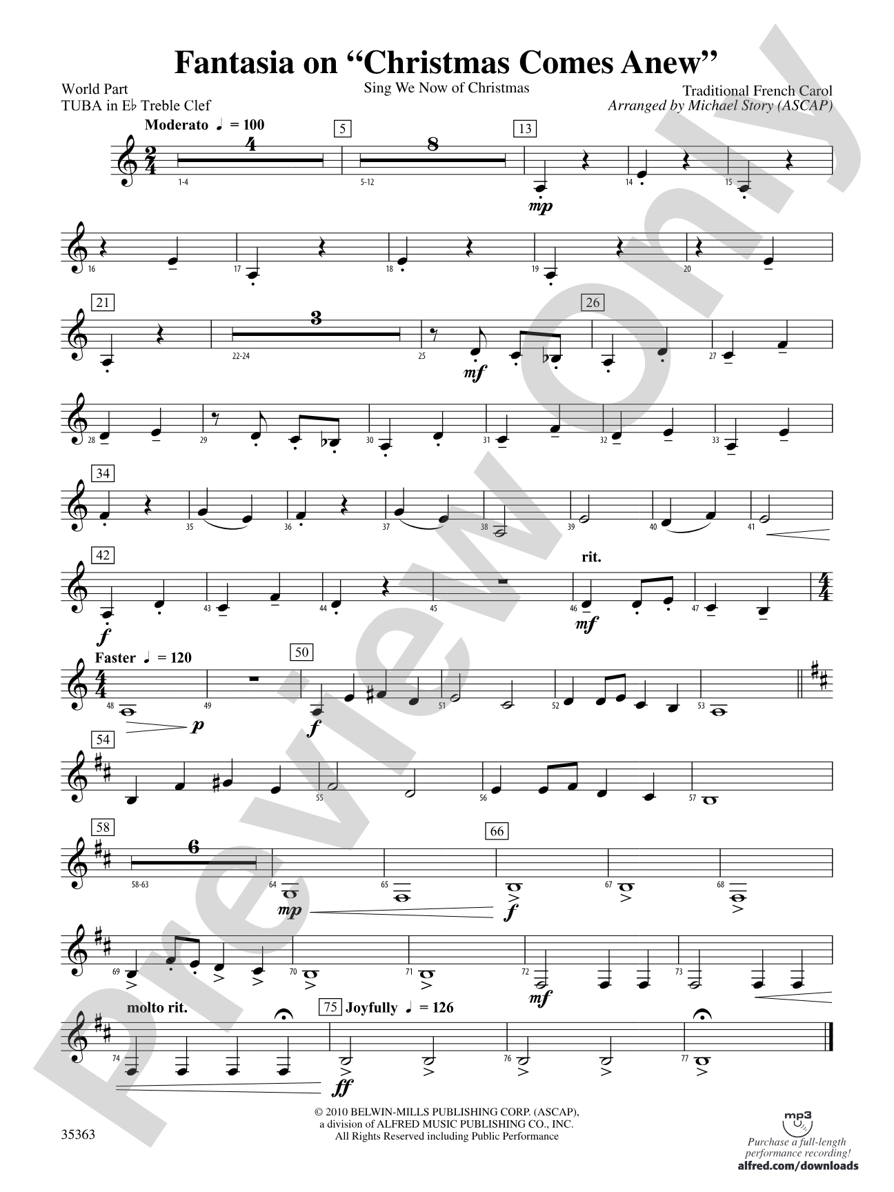 Fantasia on "Christmas Comes Anew": (wp) E-flat Tuba T.C.