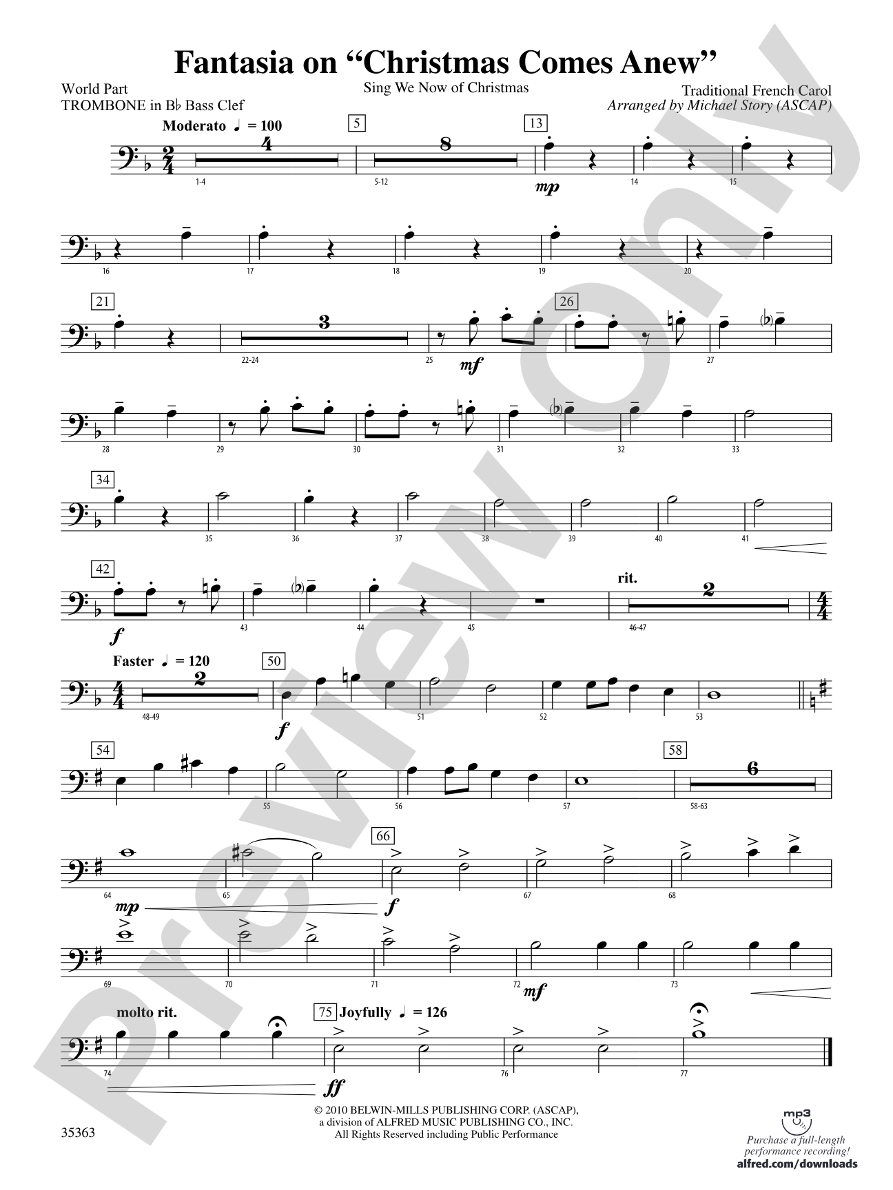 Fantasia on "Christmas Comes Anew": (wp) 1st B-flat Trombone B.C.
