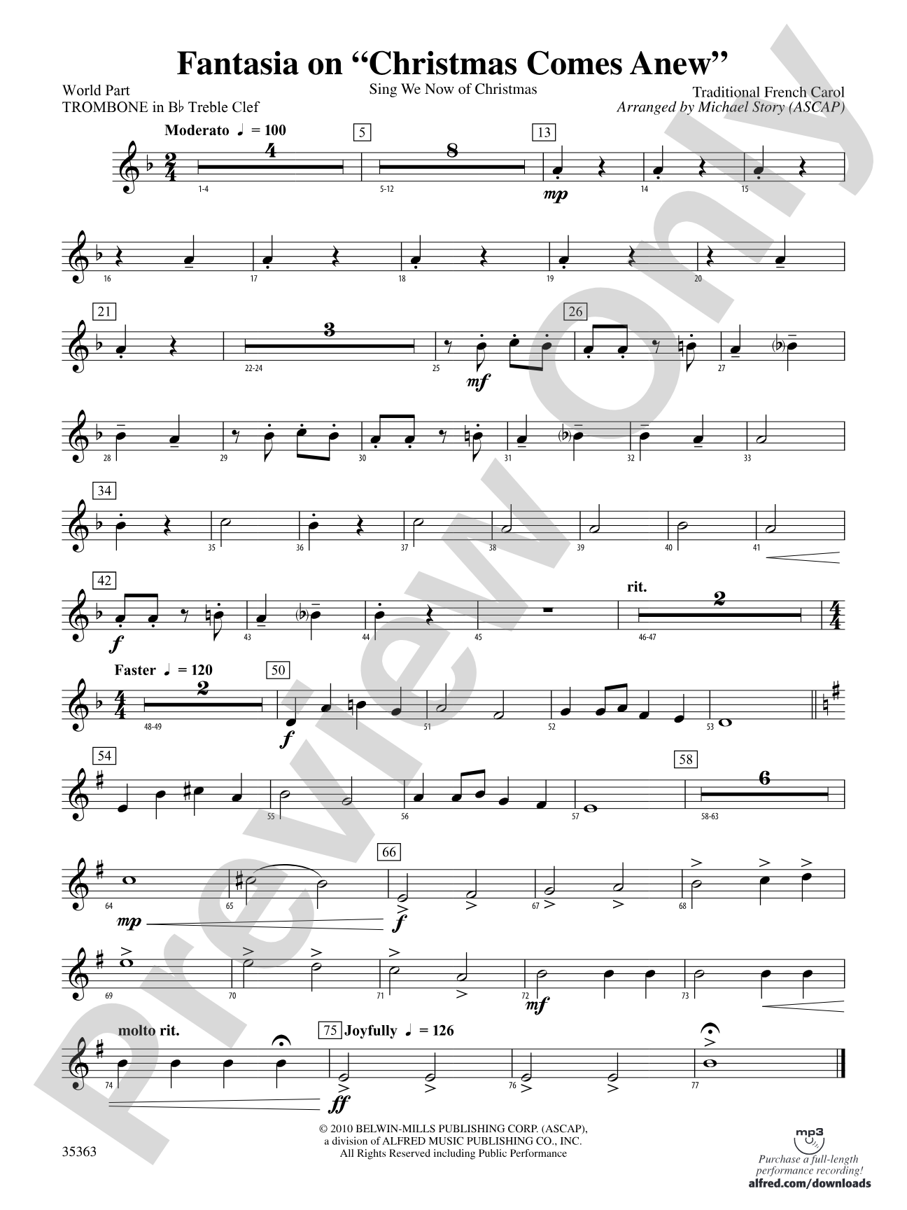 Fantasia on "Christmas Comes Anew": (wp) 1st B-flat Trombone T.C.