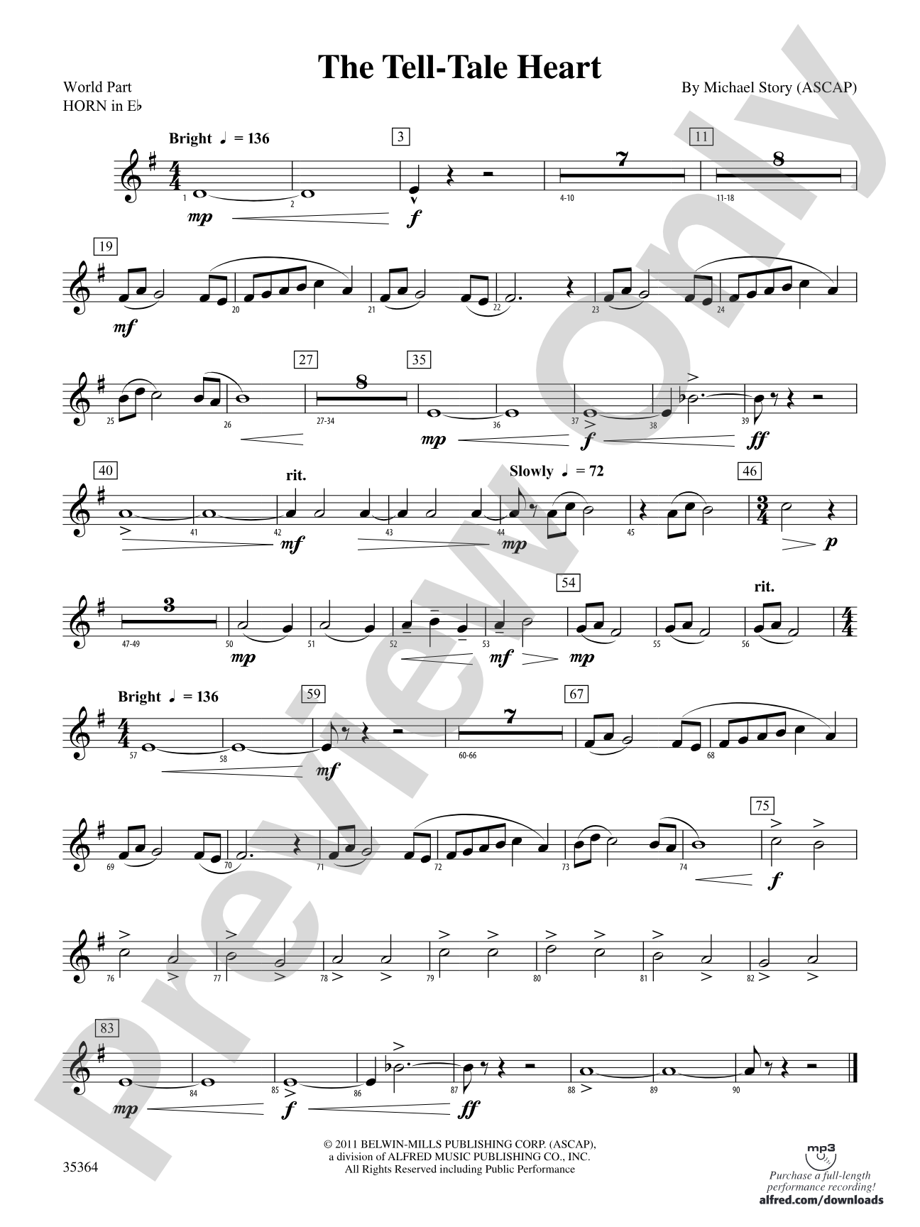 The Tell-Tale Heart: (wp) 1st Horn in E-flat